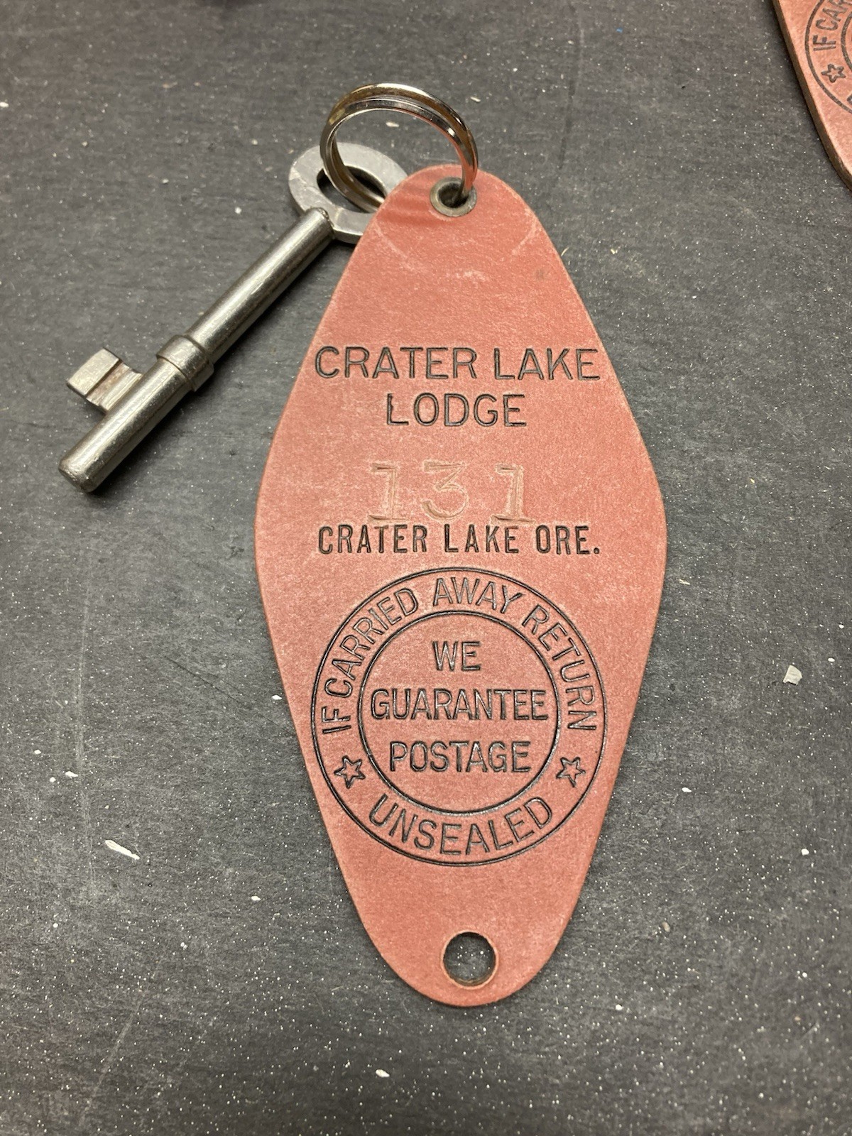 Vintage Leather Crater Lake Lodge Room Keytags REDUCED 20%