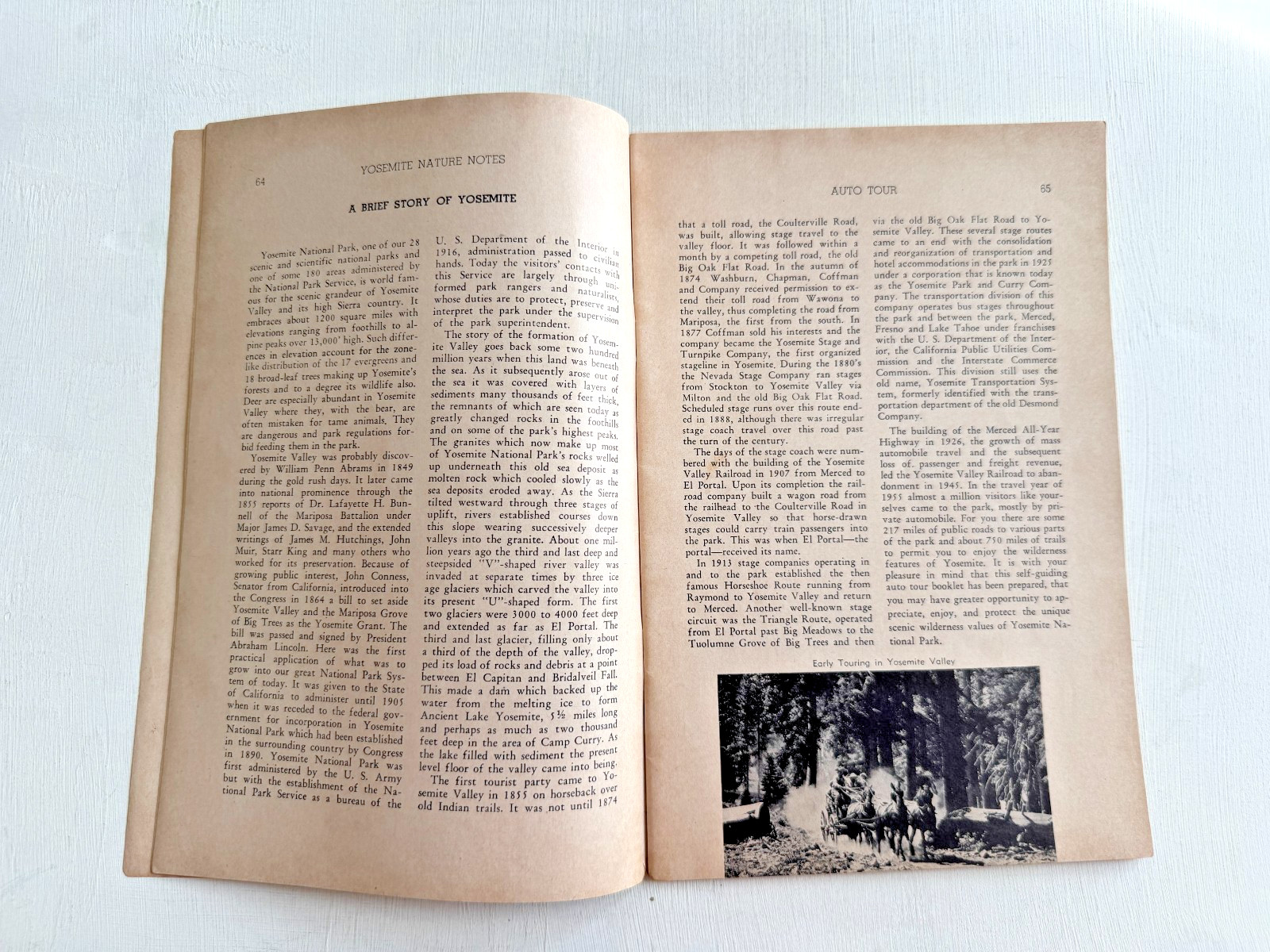 1956 Self Guided Auto Tour Book of Yosemite National Park