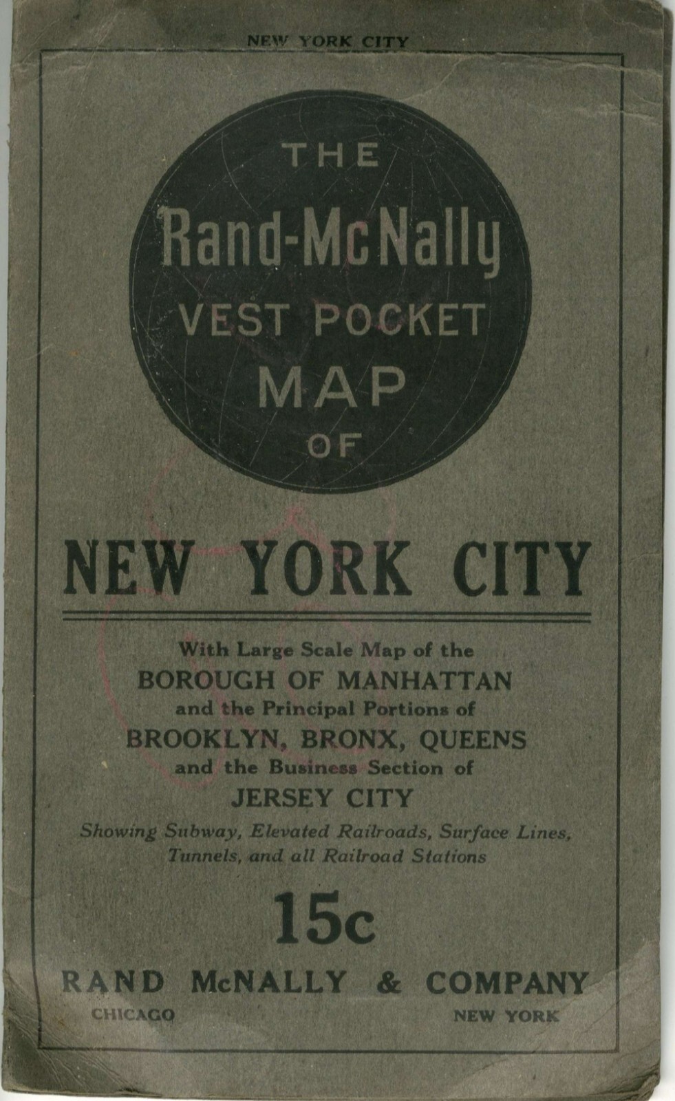 Rand McNally Vest Pocket Map of New York City – 1917 First Edition
