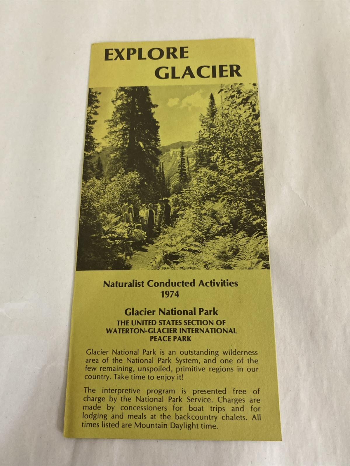 1974 Glacier National Park Ephemera Lot: Brochure Map + Camping Permit Notes