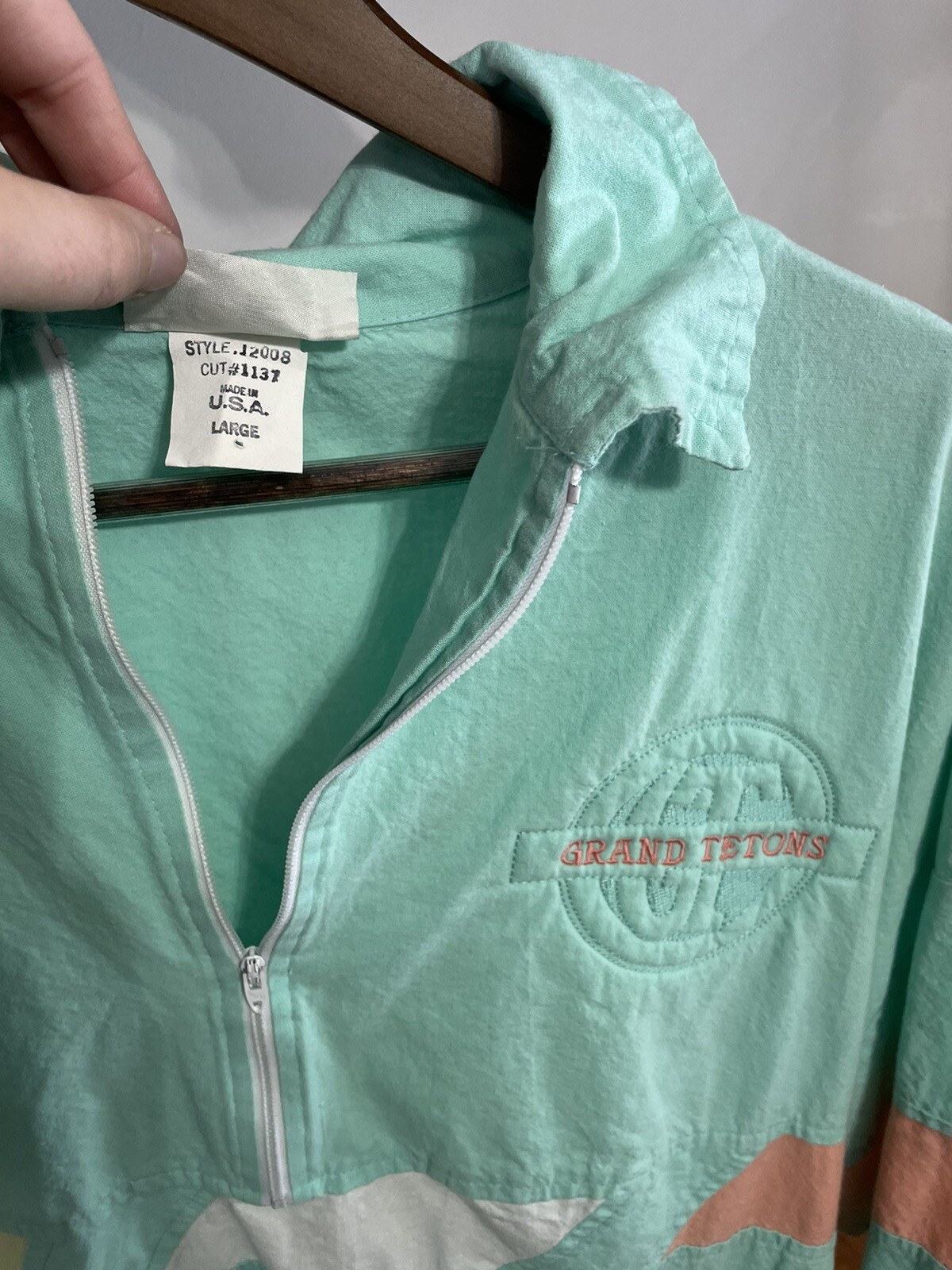 Rare Vintage Grand Teton National Park Light Weight 1/4 Zip, Womens L Retro USA