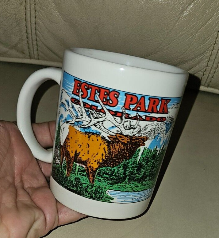 Vintage Estes Park Elk Rocky Mountains Coffee Mug Cup Travel Vacation Souvenir