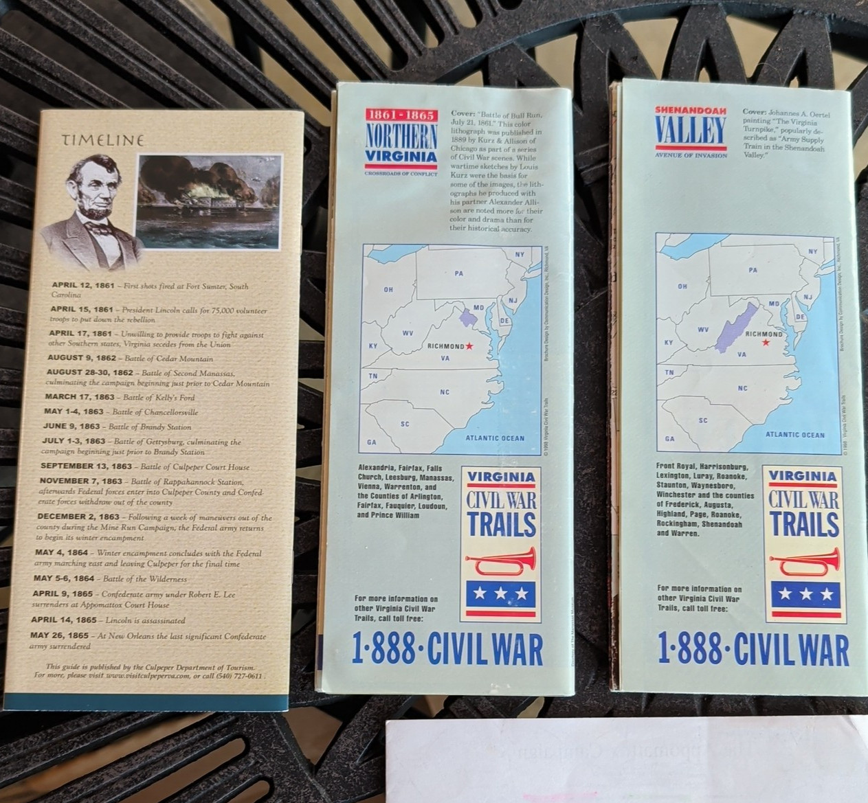 Lot of 14 Civil War Virginia Battlefield Parks Pamphlets Handouts Maps History