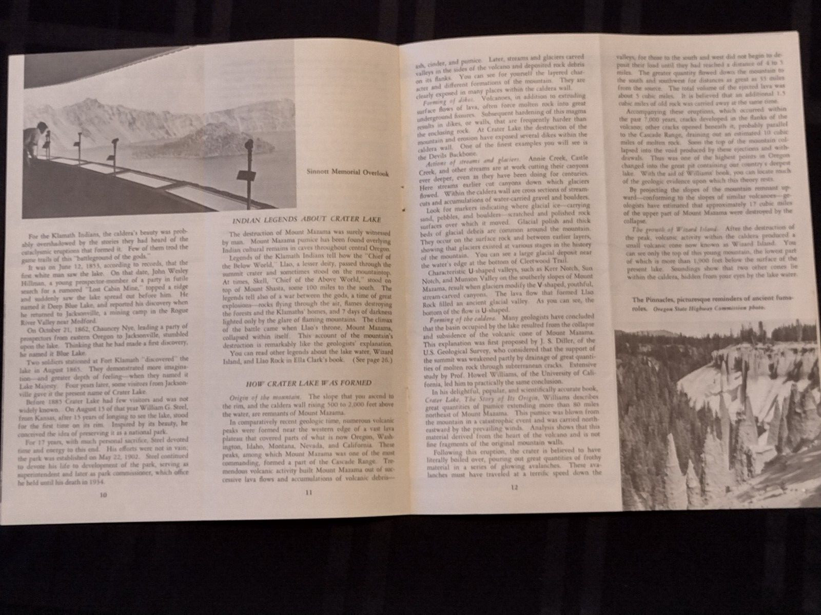 Vintage Crater Lake Oregon National Park Booklet / Map, 1919-1966 NPS Stamped