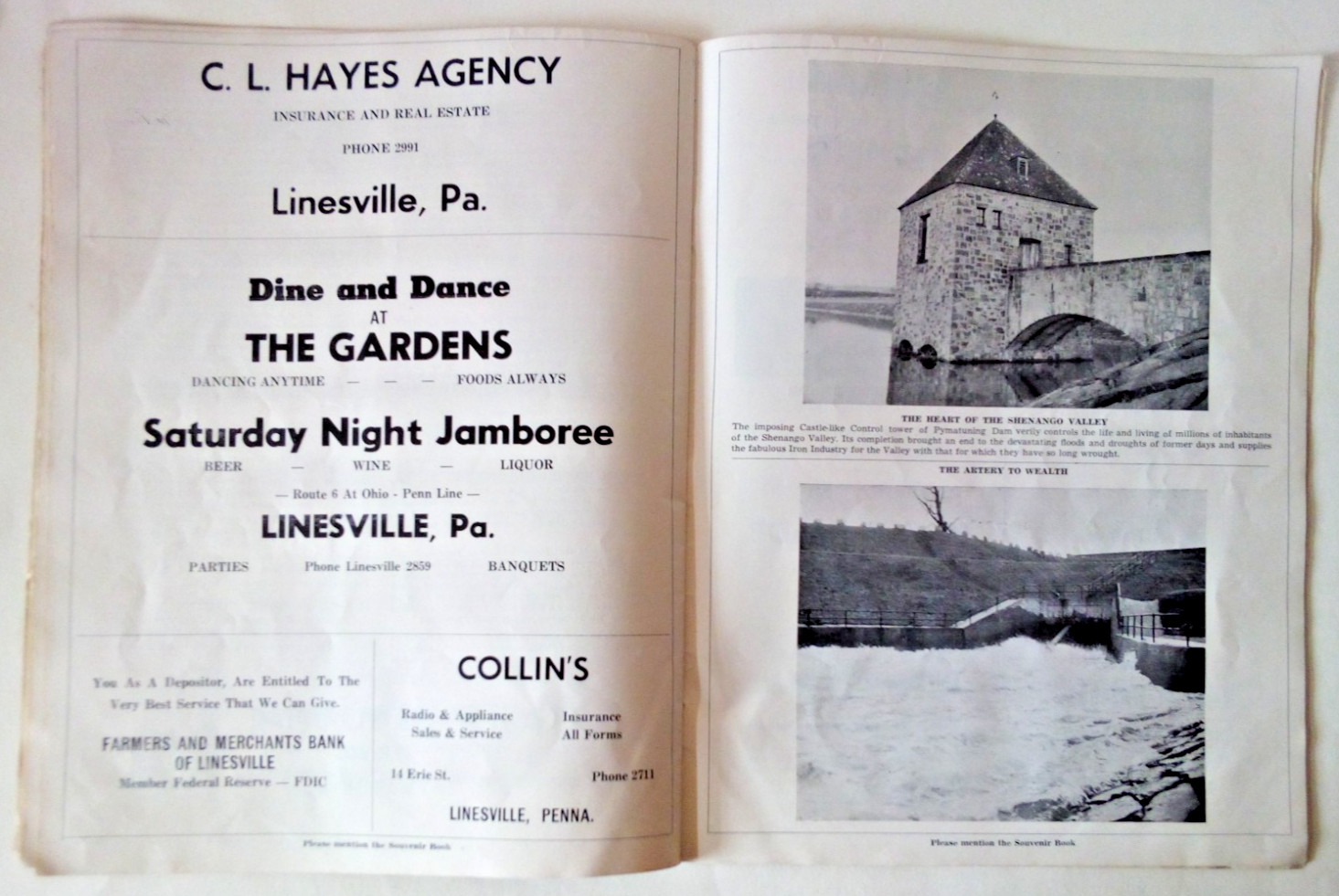 VTG 1949 PYMATUNING LAKE DIRECTORY SOUVENIR BROCHURE ANDOVER OHIO ADVERTISING F3