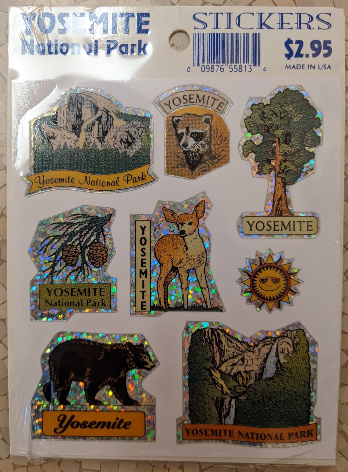 Vintage Holographic Yosemite National Park Souvenir Prism Stickers NOS Animals