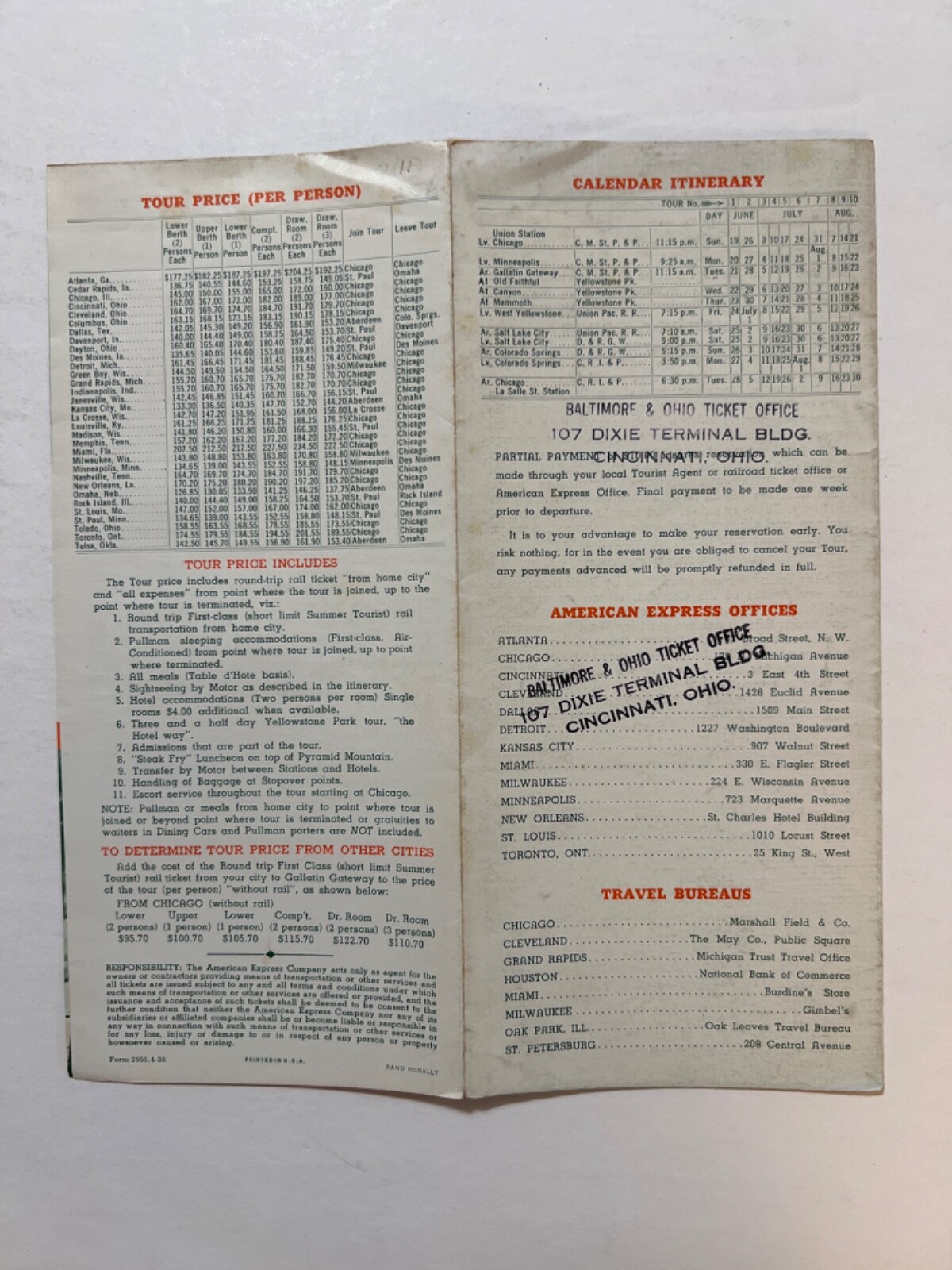 Banner Tours Yellowstone Park 1938 Brochure