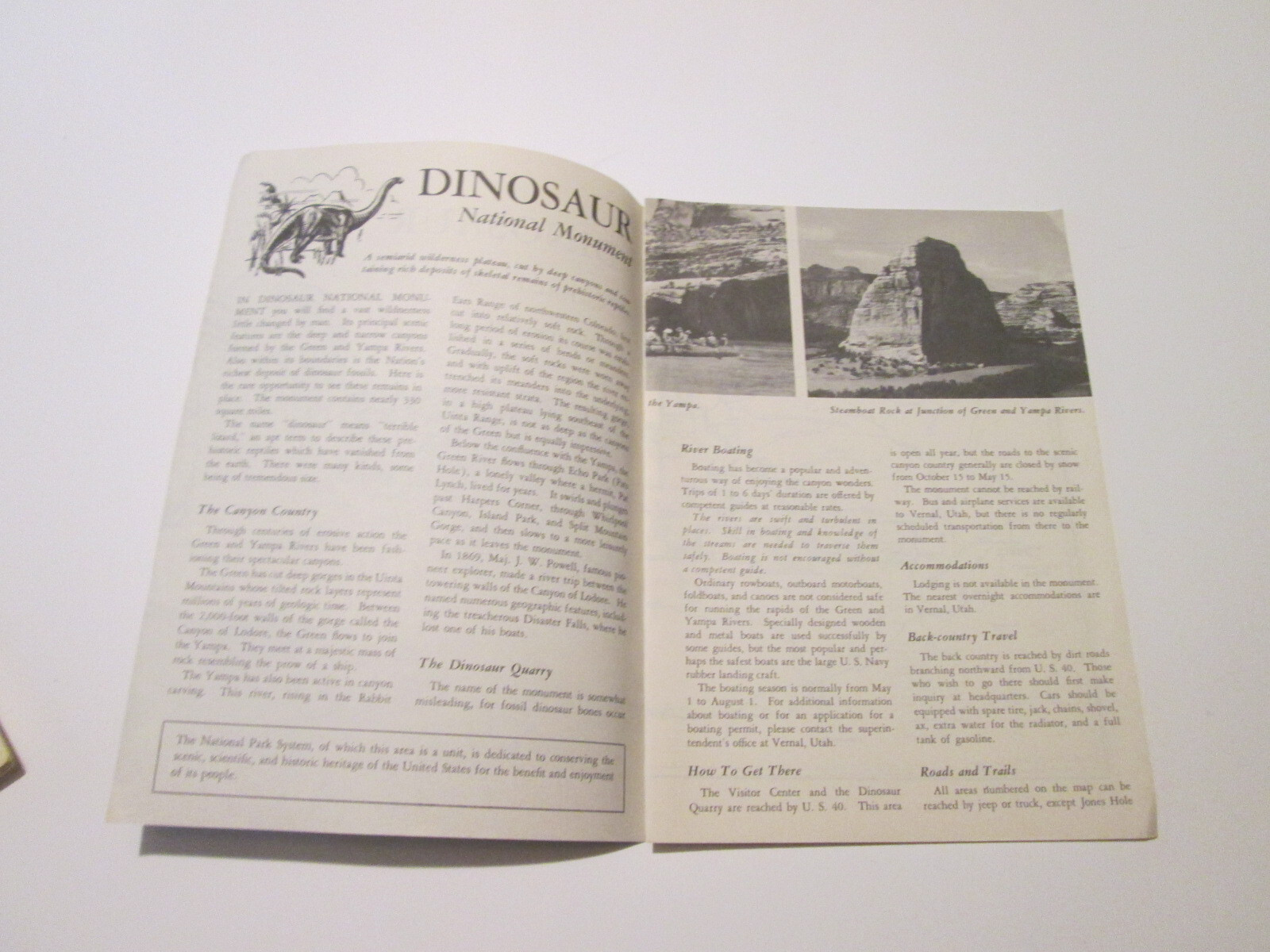1958 Dinosaur Quarry Booklet & 1957 Dinosaur Nat’l Monument Brochure NPS