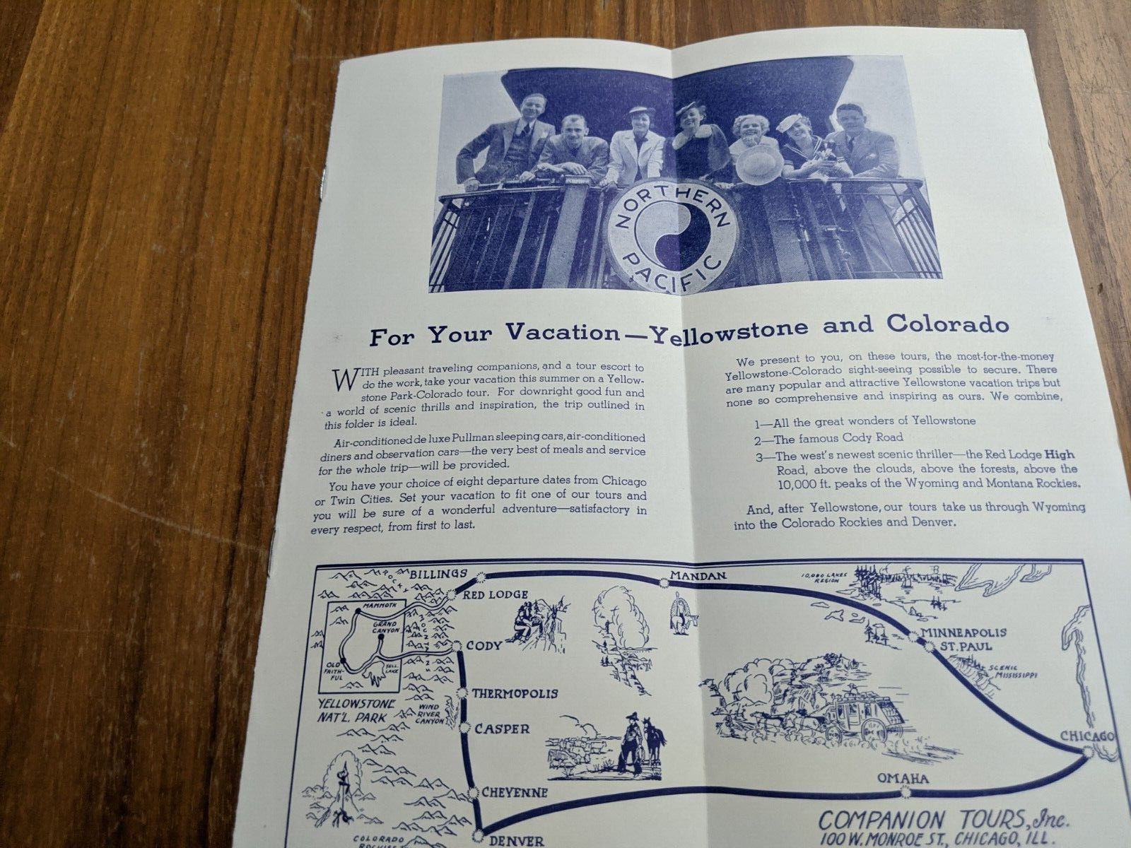 Yellowstone Park & Colorado Tours 1920’s Brochure Northern Pacific