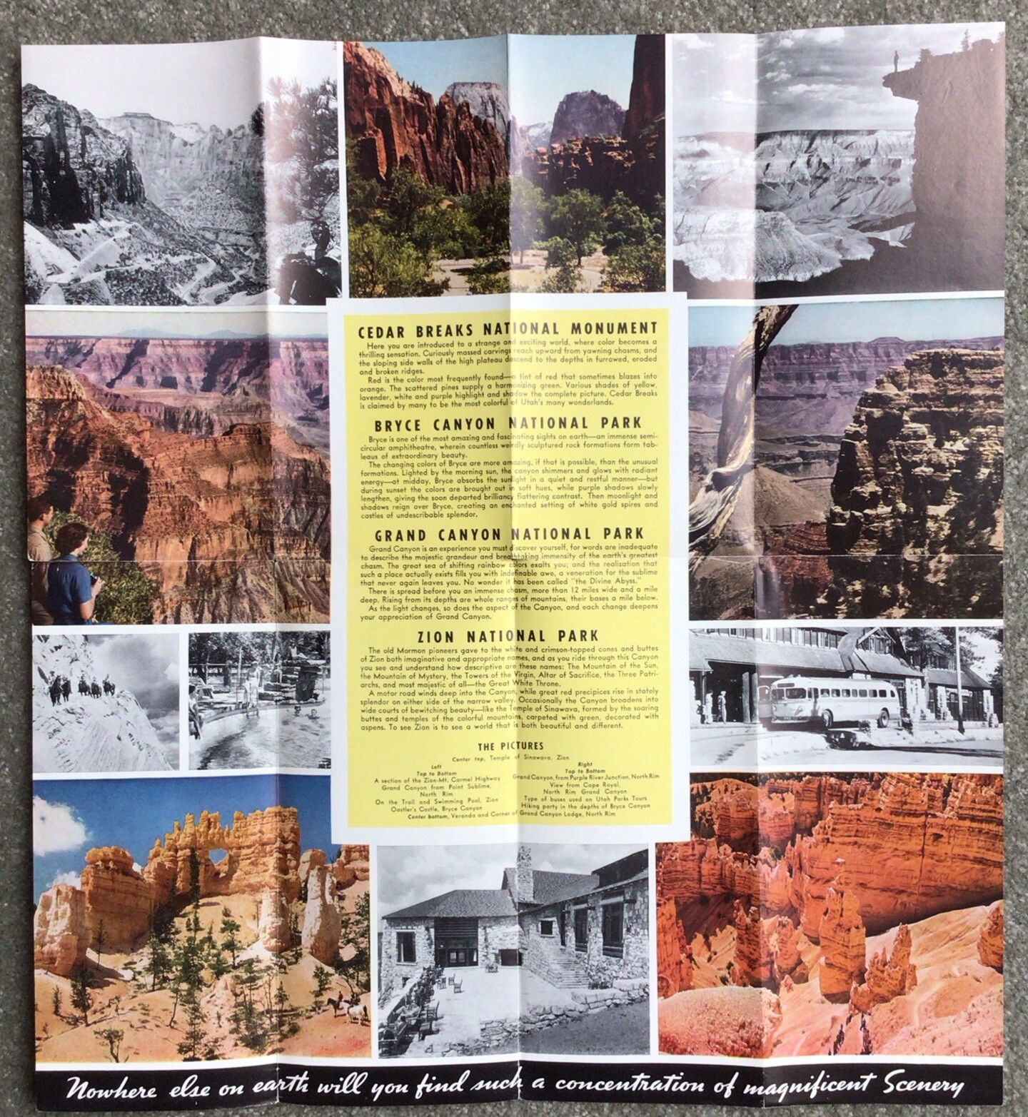 1951 Travel Tourist Brochure Zion Bryce Grand Canyon National Parks With Map
