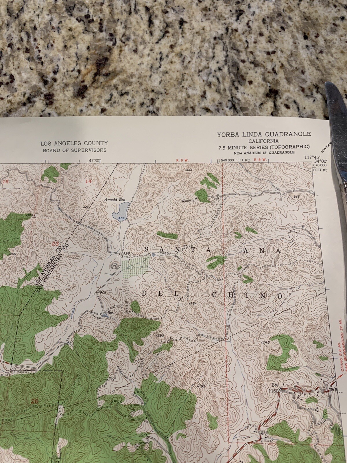 VTG 1949 Topographic Map Yorba Linda CA 22