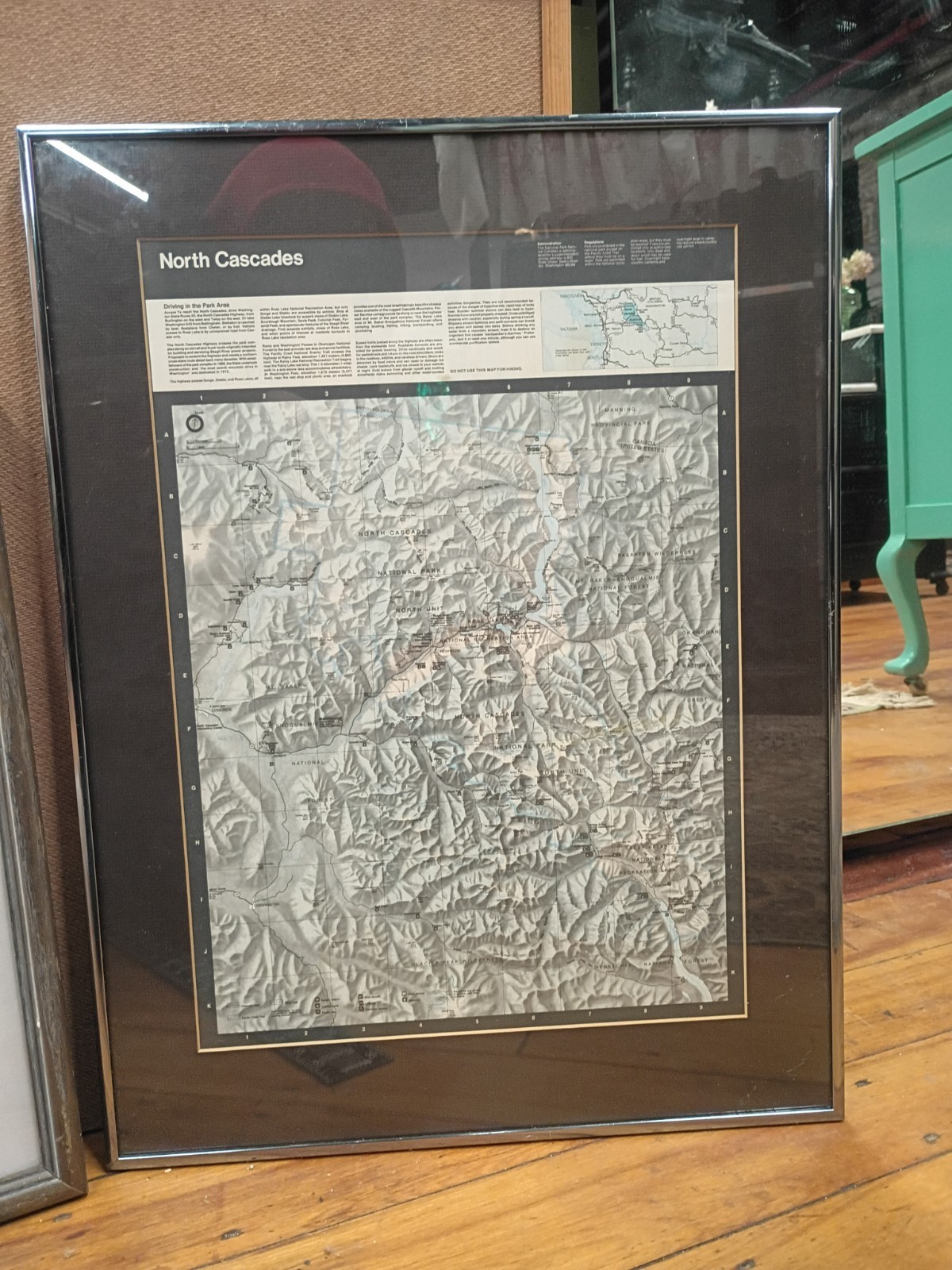 North Cascades National Park Framed Relief Map Vintage Topographic Wall Art…