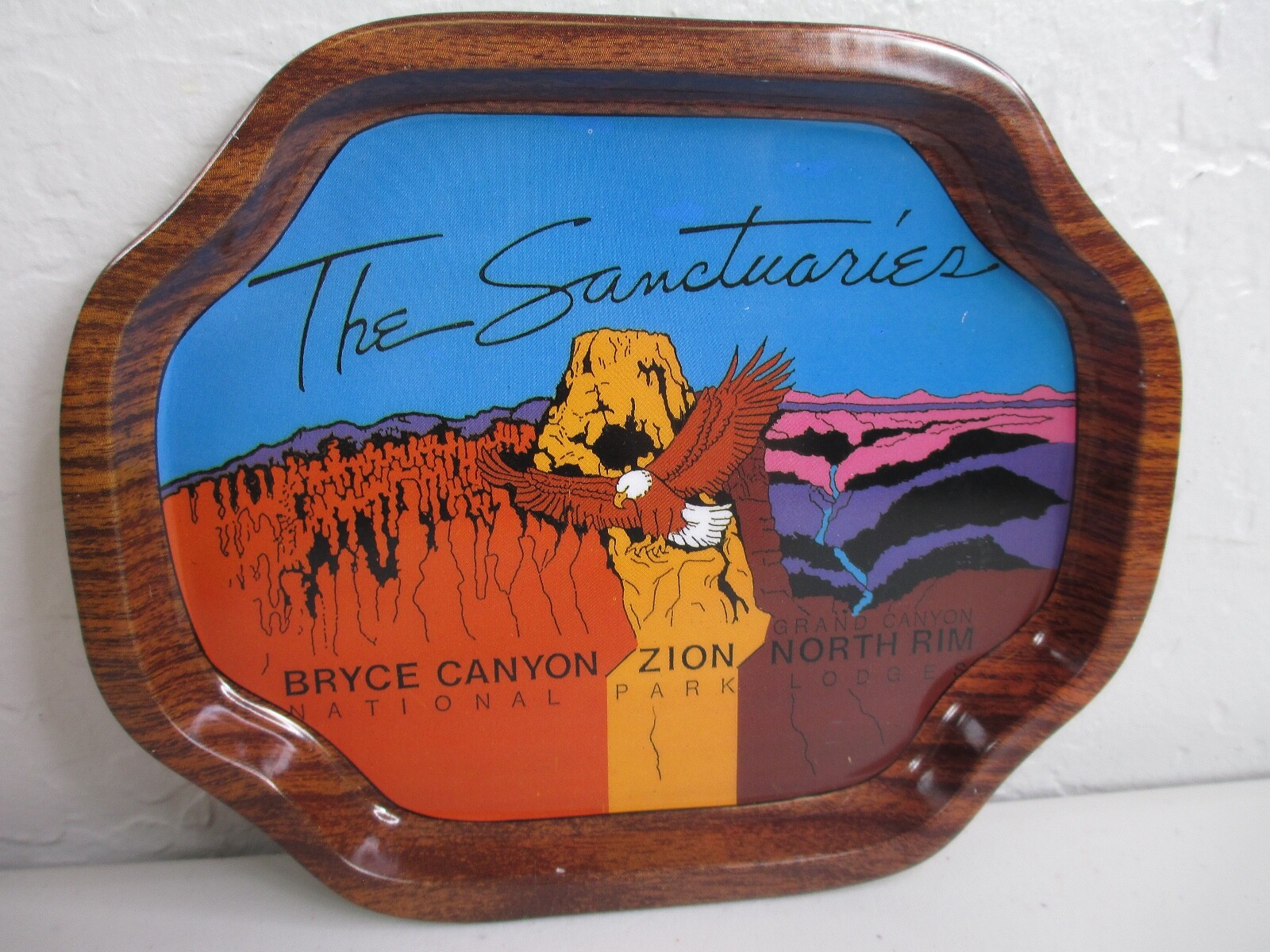 Vintage National Park Metal Tray lot of 2 The Sanctuaries Zion Bryce Canyon