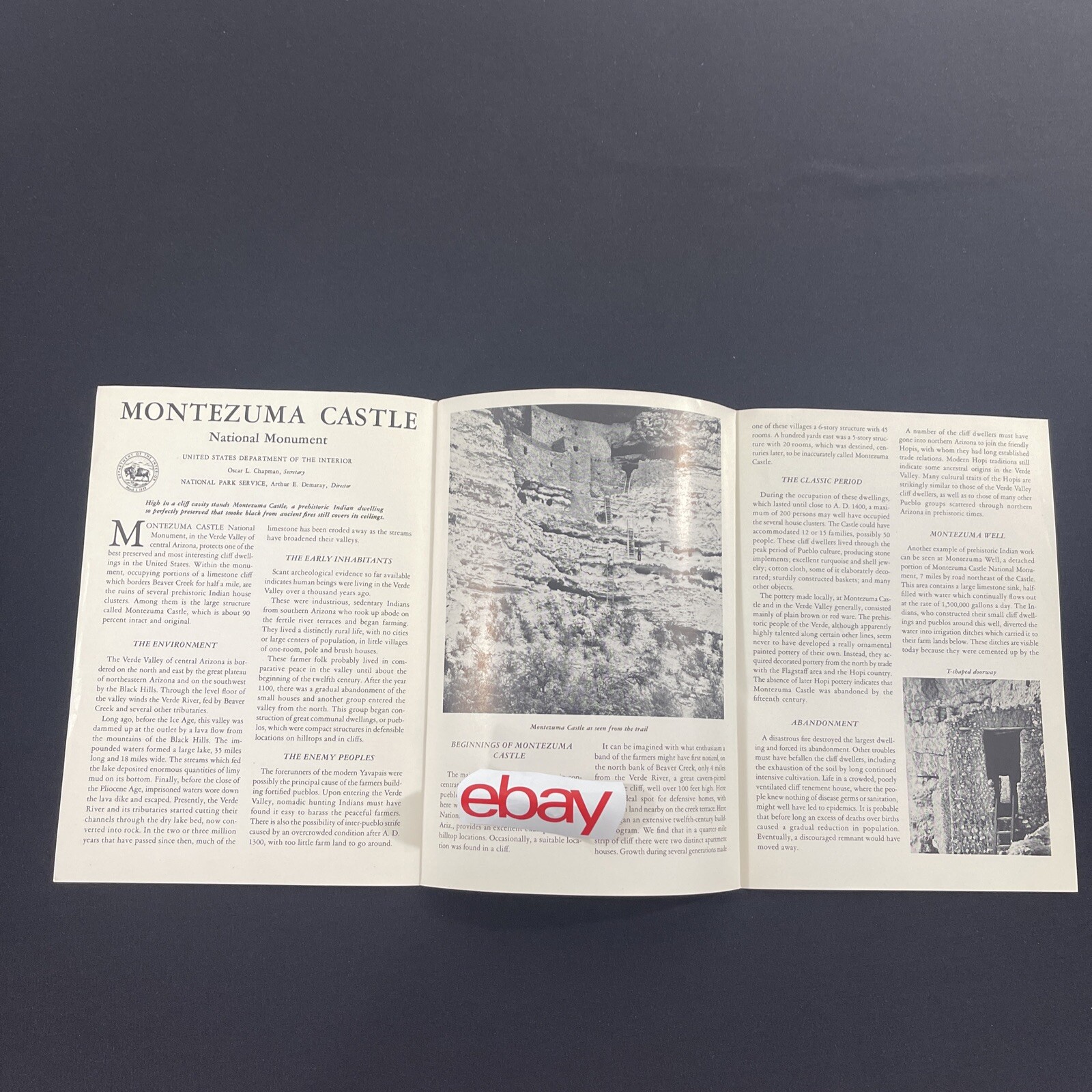 Vtg 1951 Montezuma Castle National Monument Brochure Pamphlet
