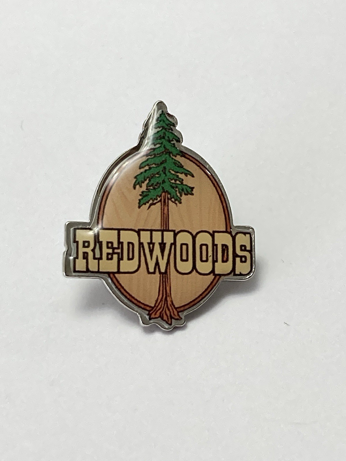 Vintage Redwoods Park California Epoxy Lapel Pin Single Giant Tree Pinback