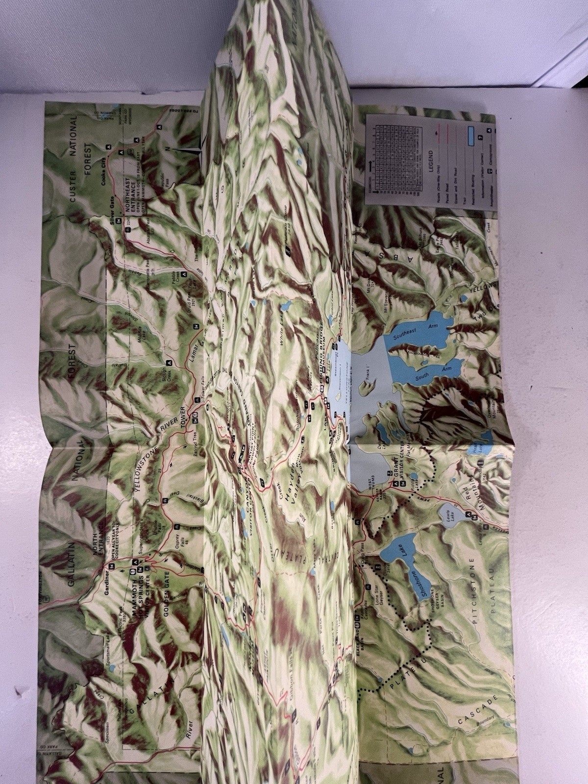 1980 Yellowstone National Park Brochure Map Grand Loop, NPS Fold-Out, Vintage