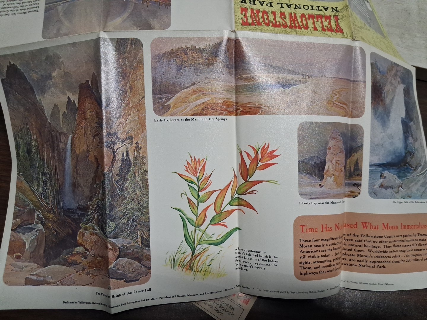 Yellowstone National Park Folding Flyer Map Pamphlet Vintage 1968 Hotel Rate