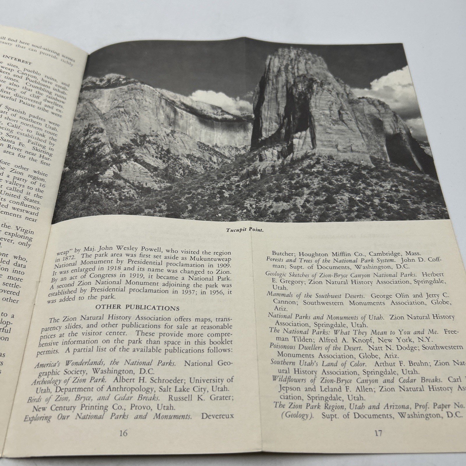 Zion National Park Utah 1961 Map And Information Brochure