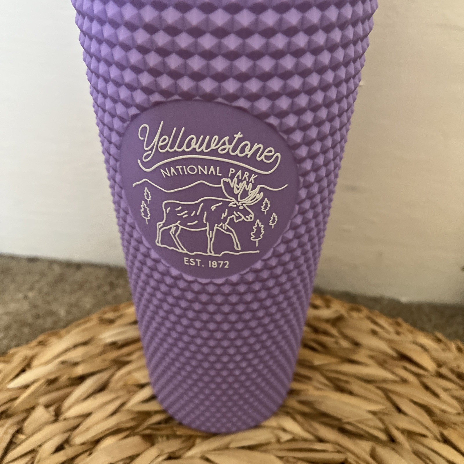 Yellowstone National Park Tumbler 16 fl Ounces w/straw Purple Outdoors Fitness