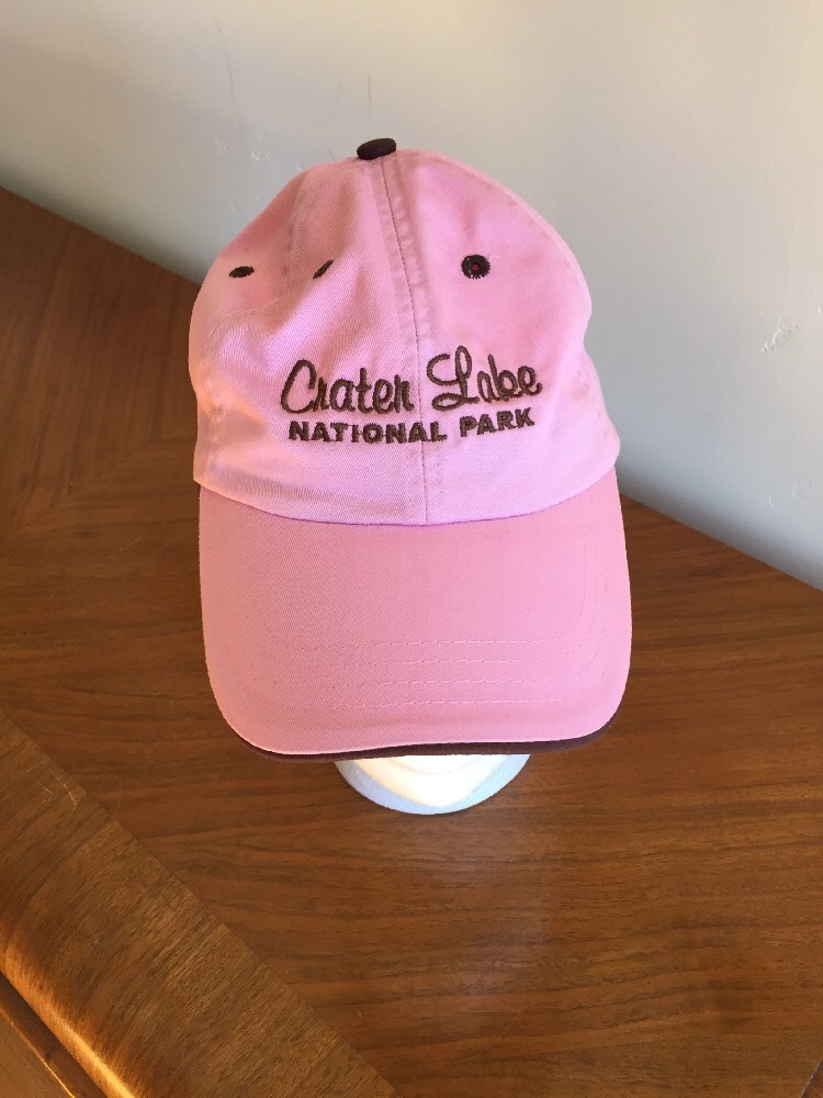 Crater Lake National Park Oregon Baseball Cap Pink/Brown Adjustable