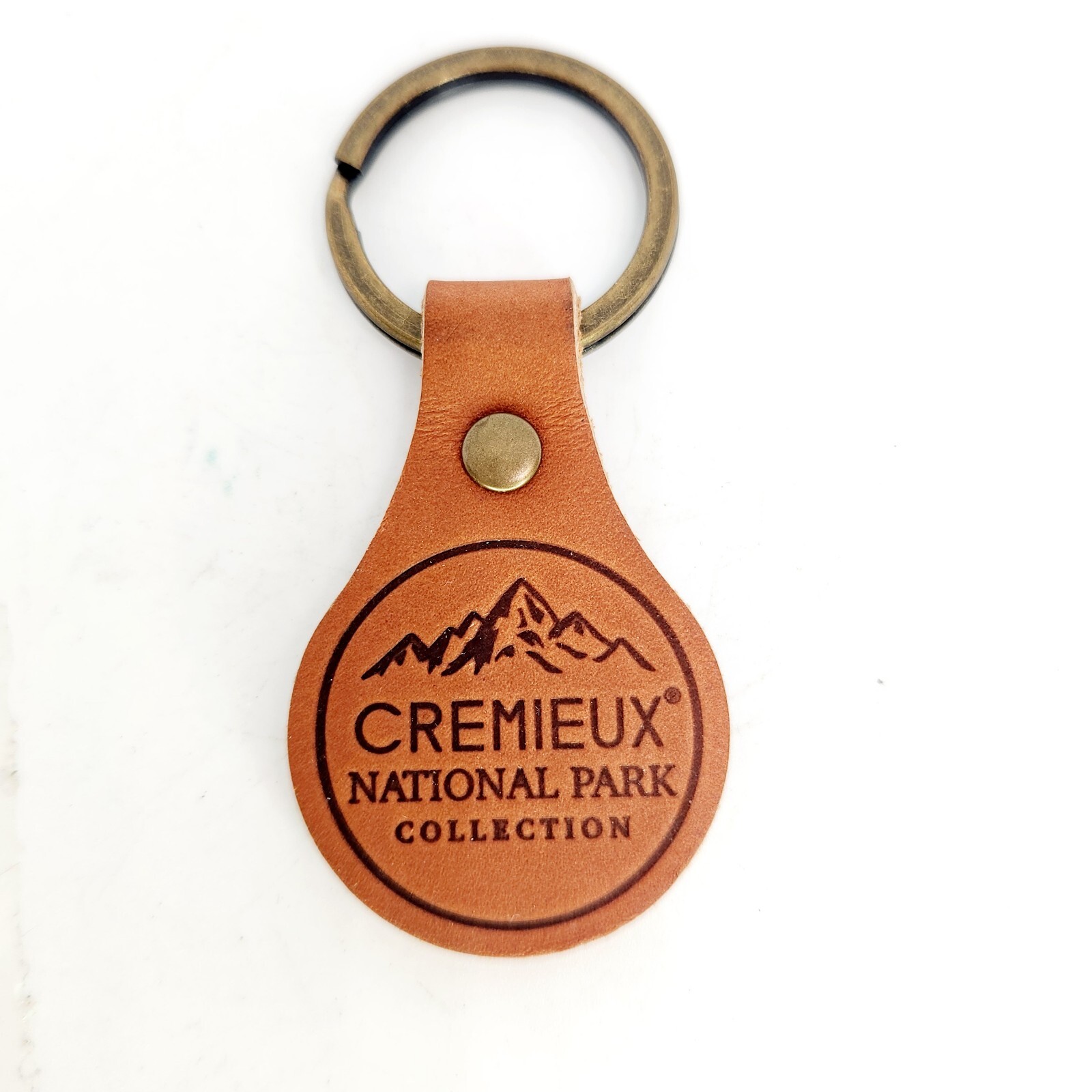 Vintage Cremieux Leather National Park Mountains Key Chain Fob Keychain