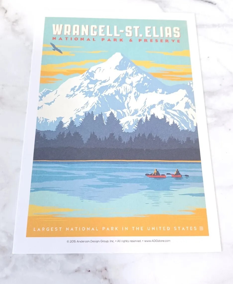 Wrangell-St.Elias National Parks 100th Anniversary Illustrated Print Post Card