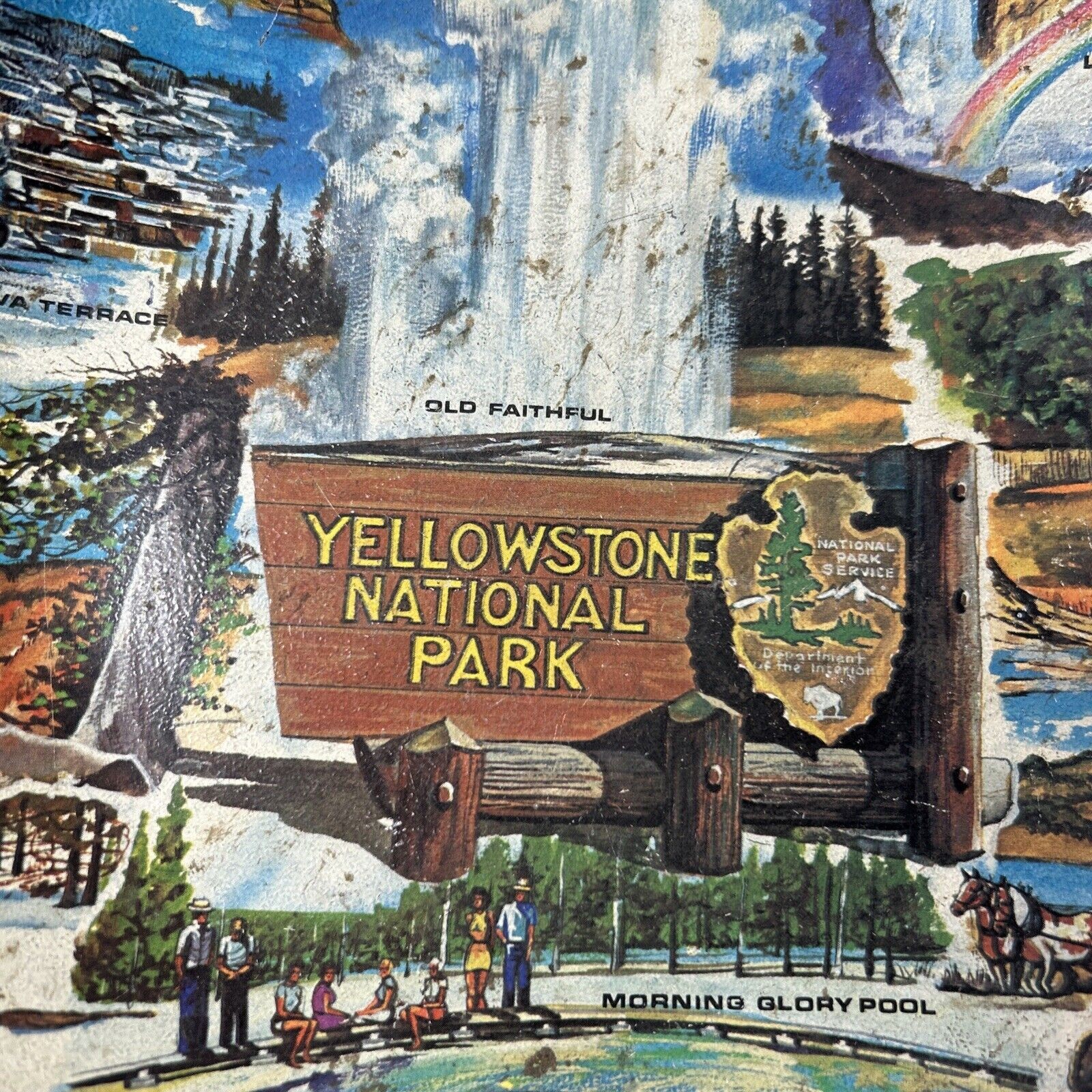 1960’s Yellowstone National Park Metal Tin Serving Tray Artist Ken Haag Souvenir