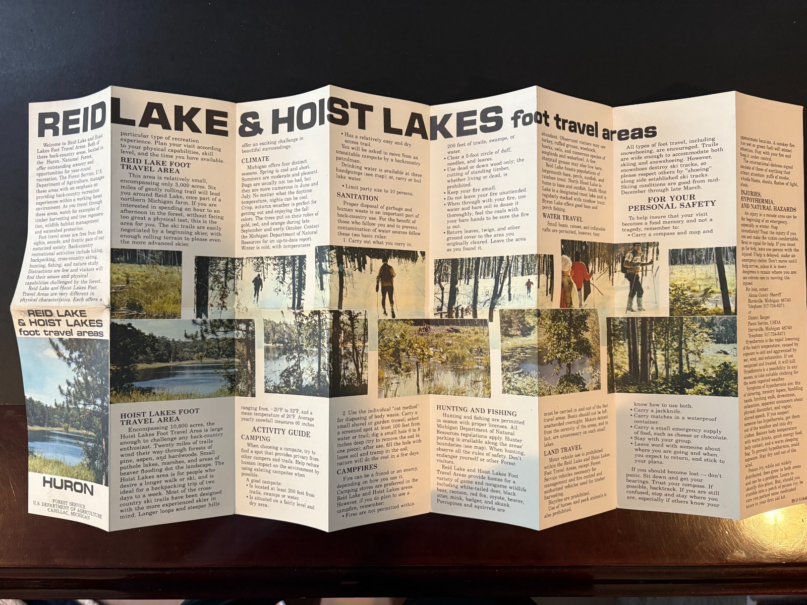 1980 Reid Lake & Hoist Lakes Foot Travel Areas Huron Michigan Brochure, Ephemera
