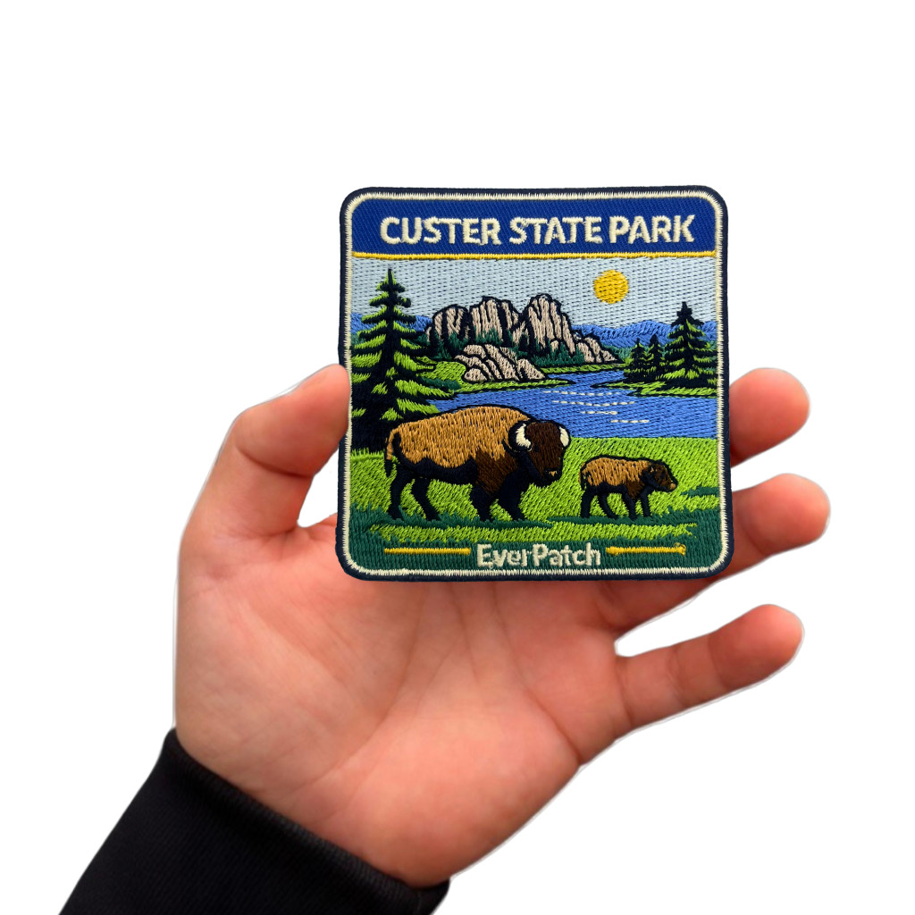 Custer State Park Patch 3” South Dakota Bison Iron On Embroidered Badge
