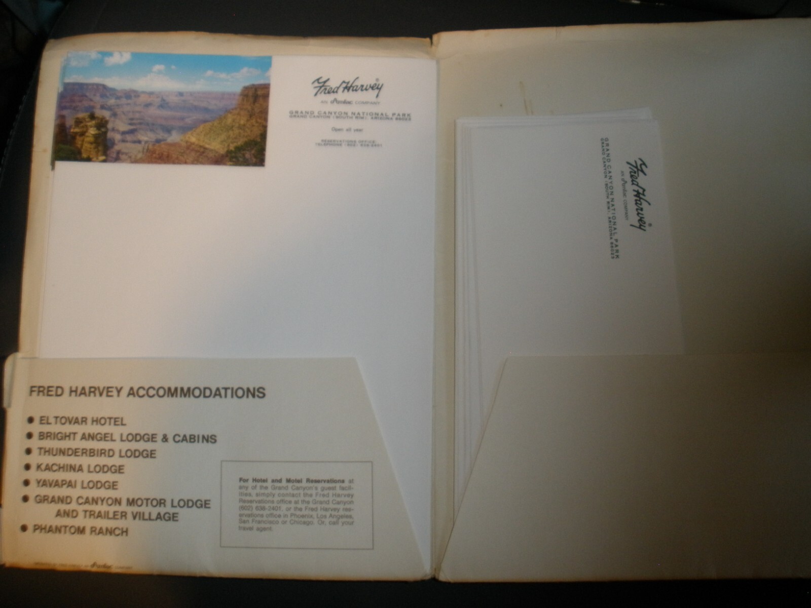 Vintage Grand Canyon National Park Fred Harvey Hotel Stationary Letterhead (L2)