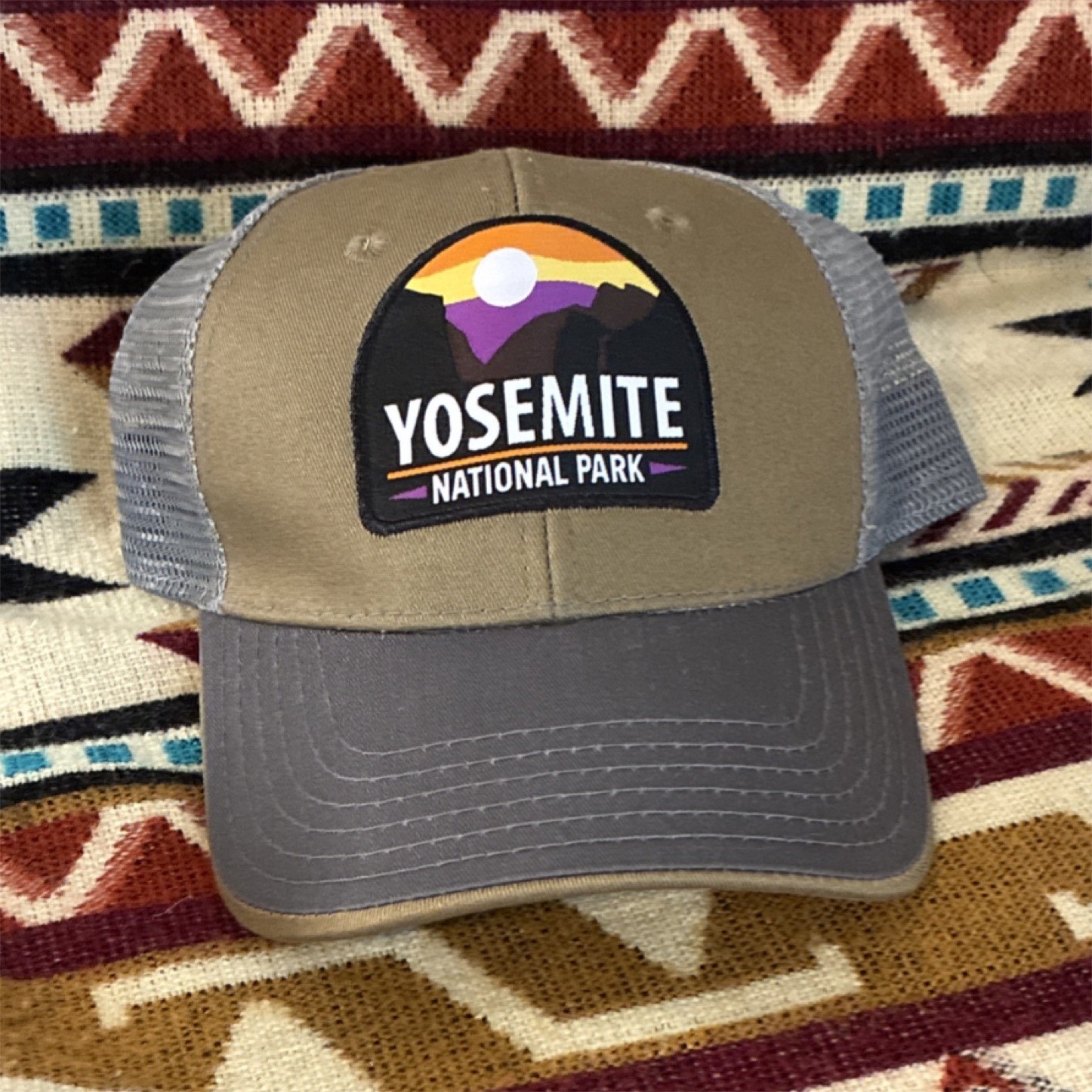 H3 Headwear Yosemite National Park Trucker Hat Gray Mesh Cotton Polyester