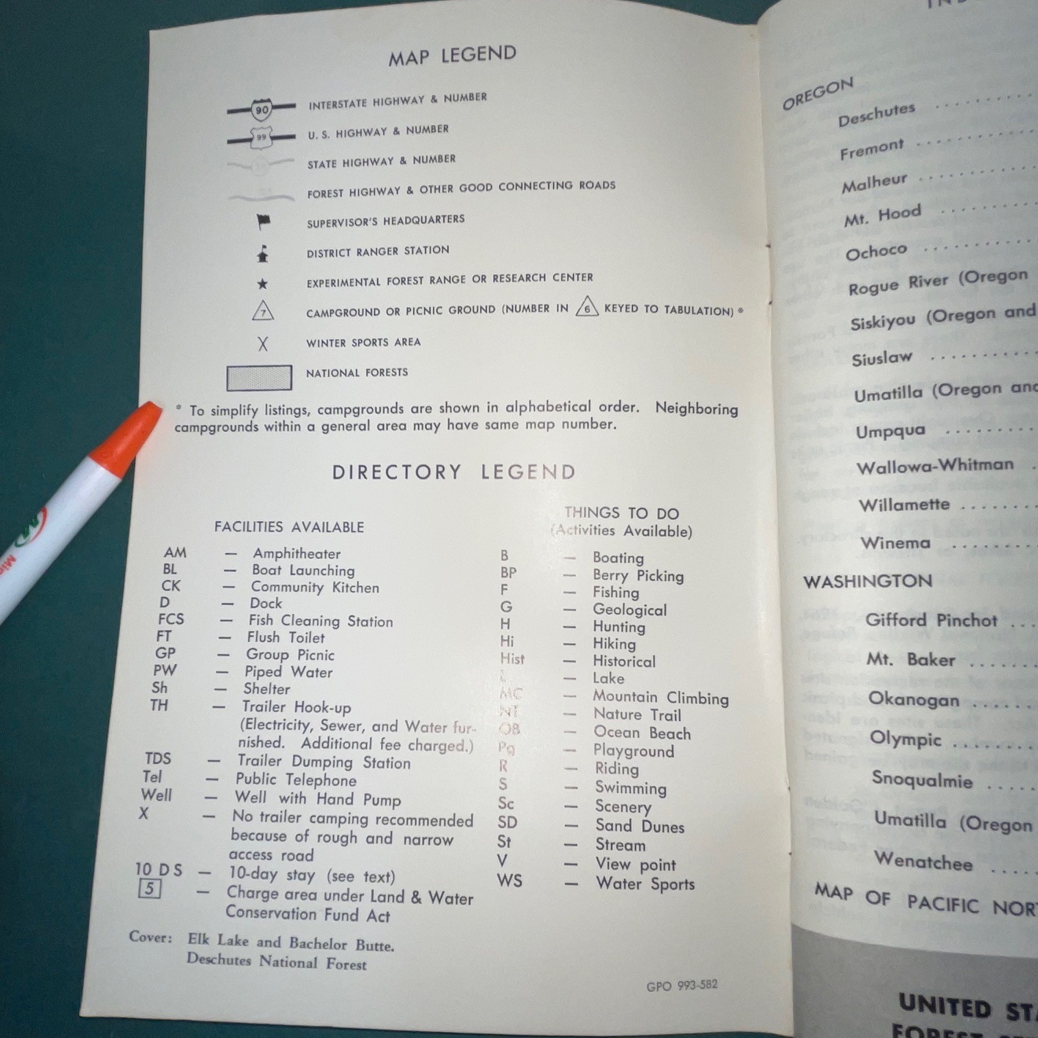1968 National Forest Campground Directory Oregon & Washington Vintage