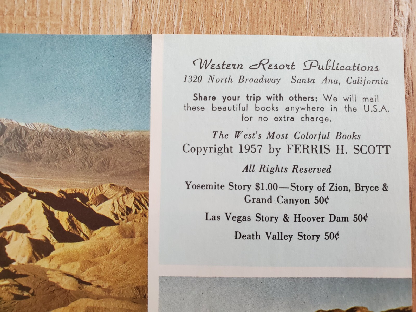 THE DEATH VALLEY STORY Ferris H. Scott 1957 Vintage Booklet Western Resort Pub