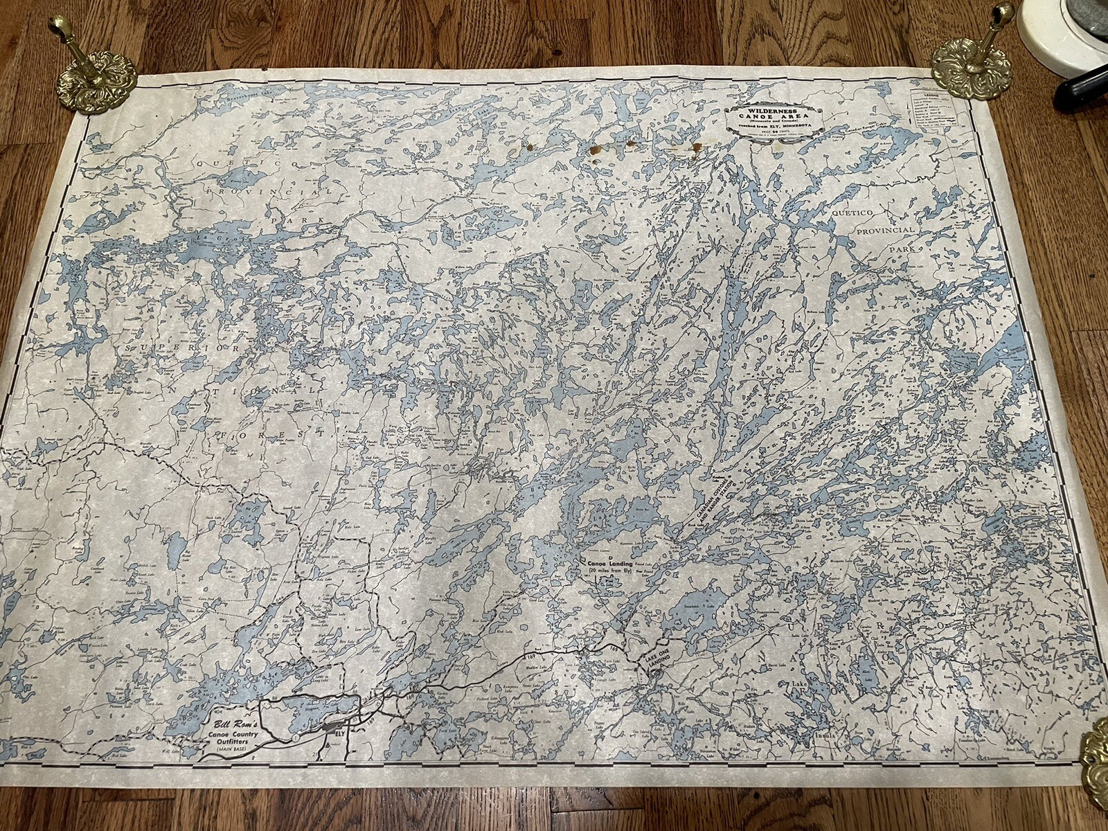Vintage Minnesota Canada wilderness canoe area 1956 map Poster +