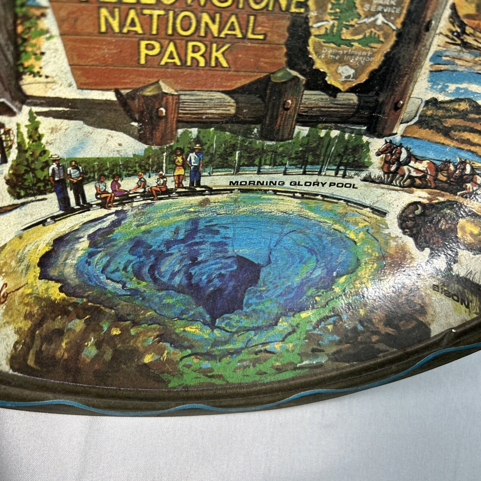1960’s Yellowstone National Park Metal Tin Serving Tray Artist Ken Haag Souvenir