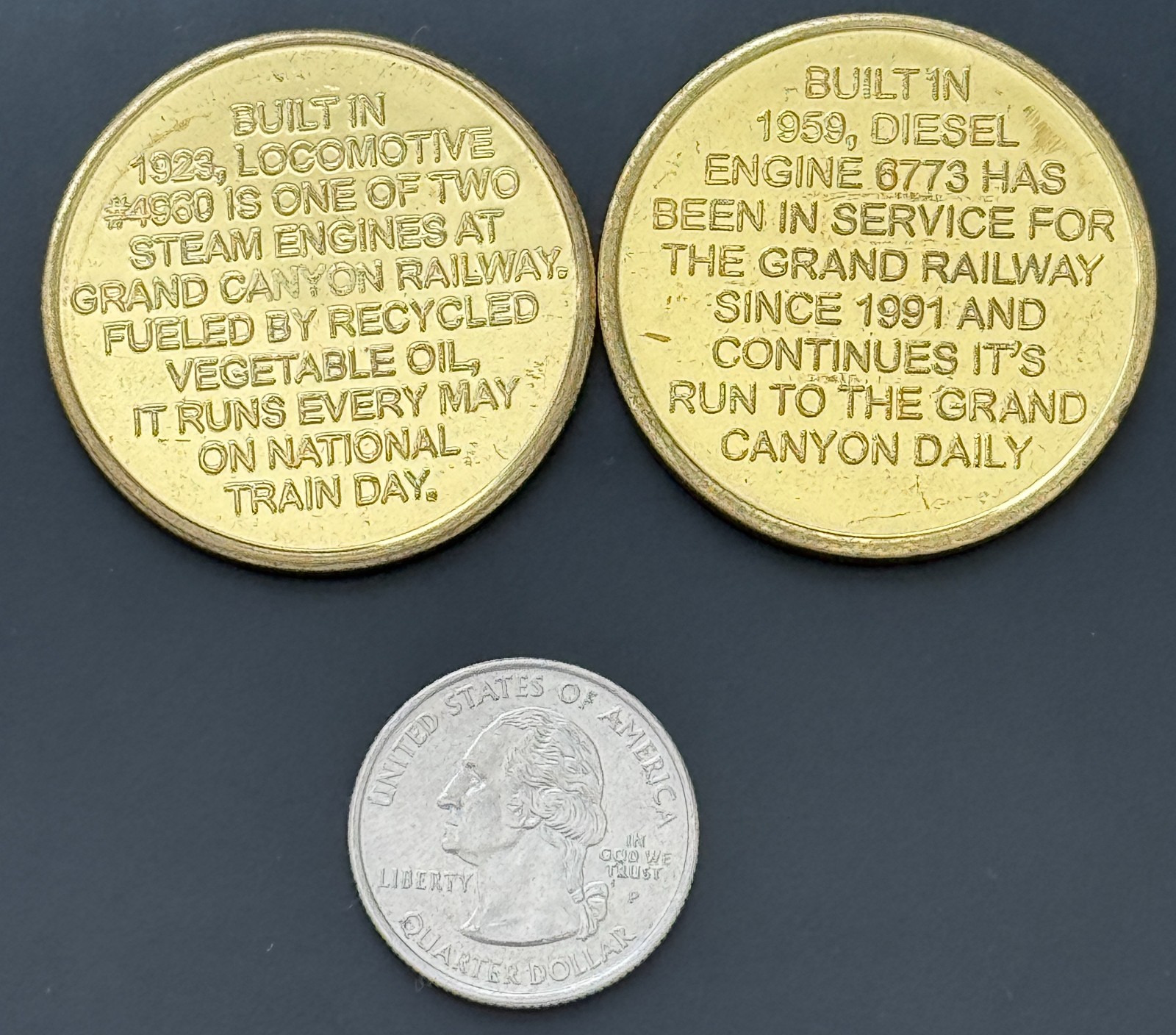 Grand Canyon National Park Railway 2 Medal Diesel & Steam Engine Train Railroad