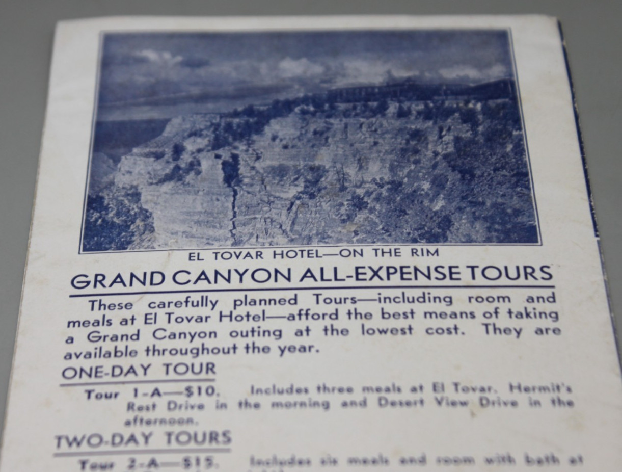 Grand Canyon National Park Travel Brochure EL Tovar Hotel