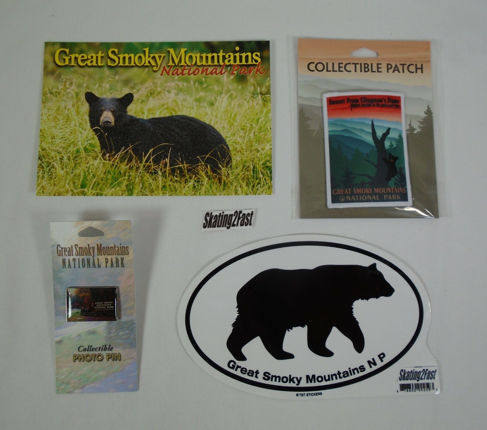 Great Smoky Mountains National Park Black Bear Postcard Patch Pin Sticker