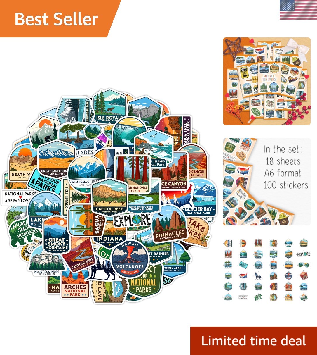 Ultimate 100 Pcs Vinyl Stickers for Water Bottles, Laptops & Nature Lovers