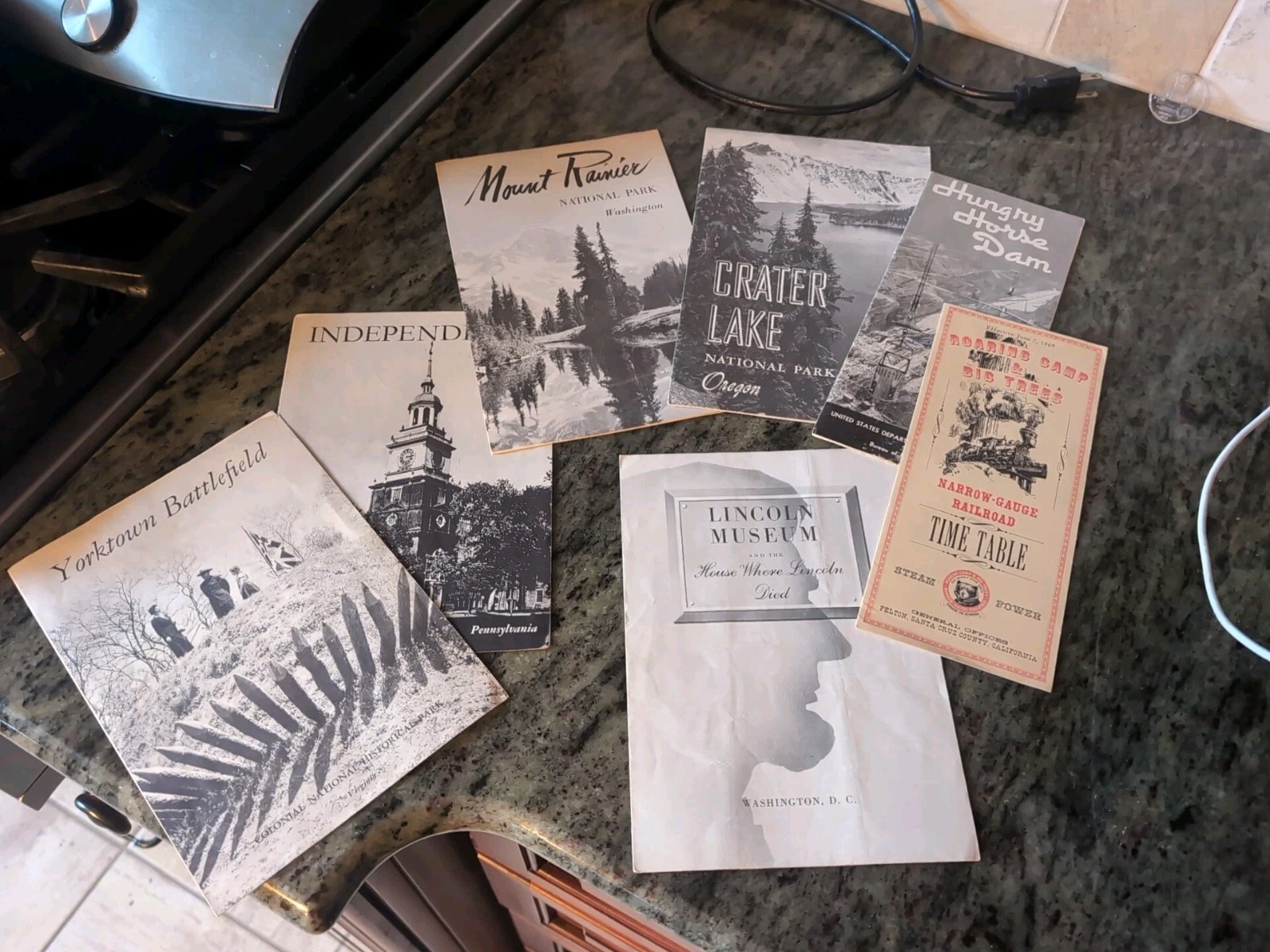 Vint National Park Brochures, 1950s: Mt Rainier, Crater Lake, Independence