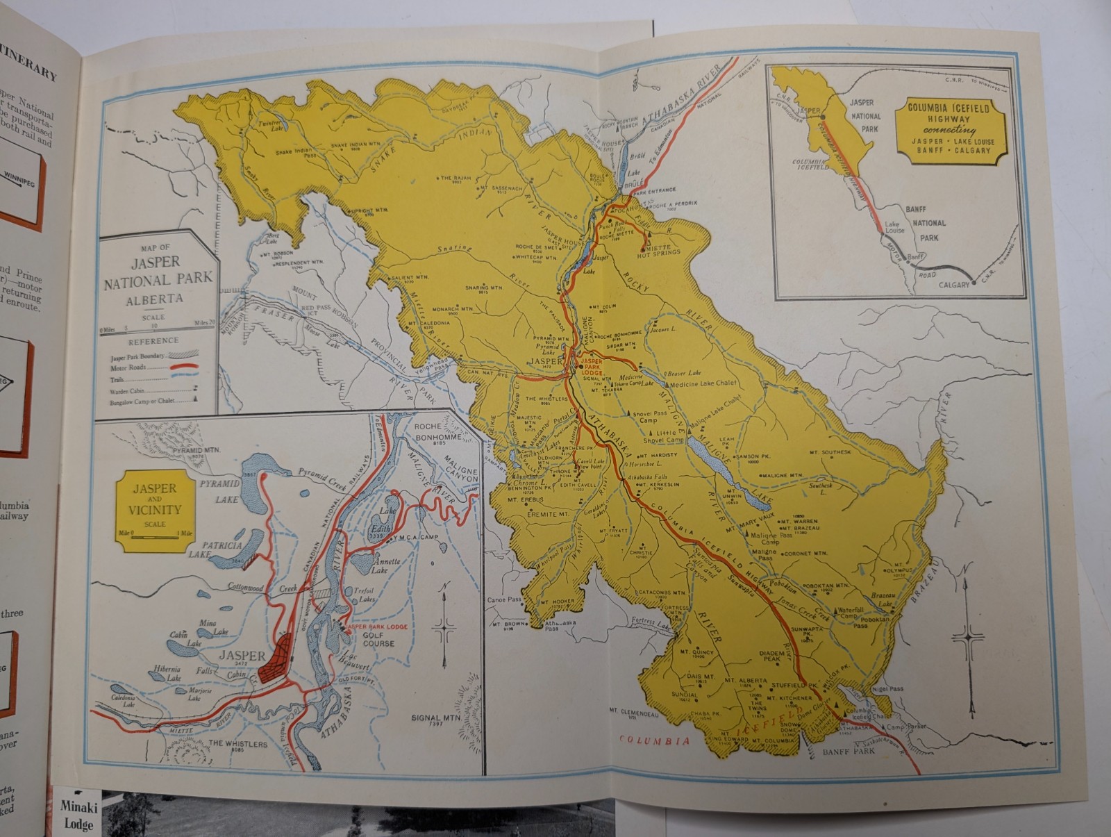 1948 Jasper National Park Alberta Canadian Railway Travel Brochure w/ Map CN