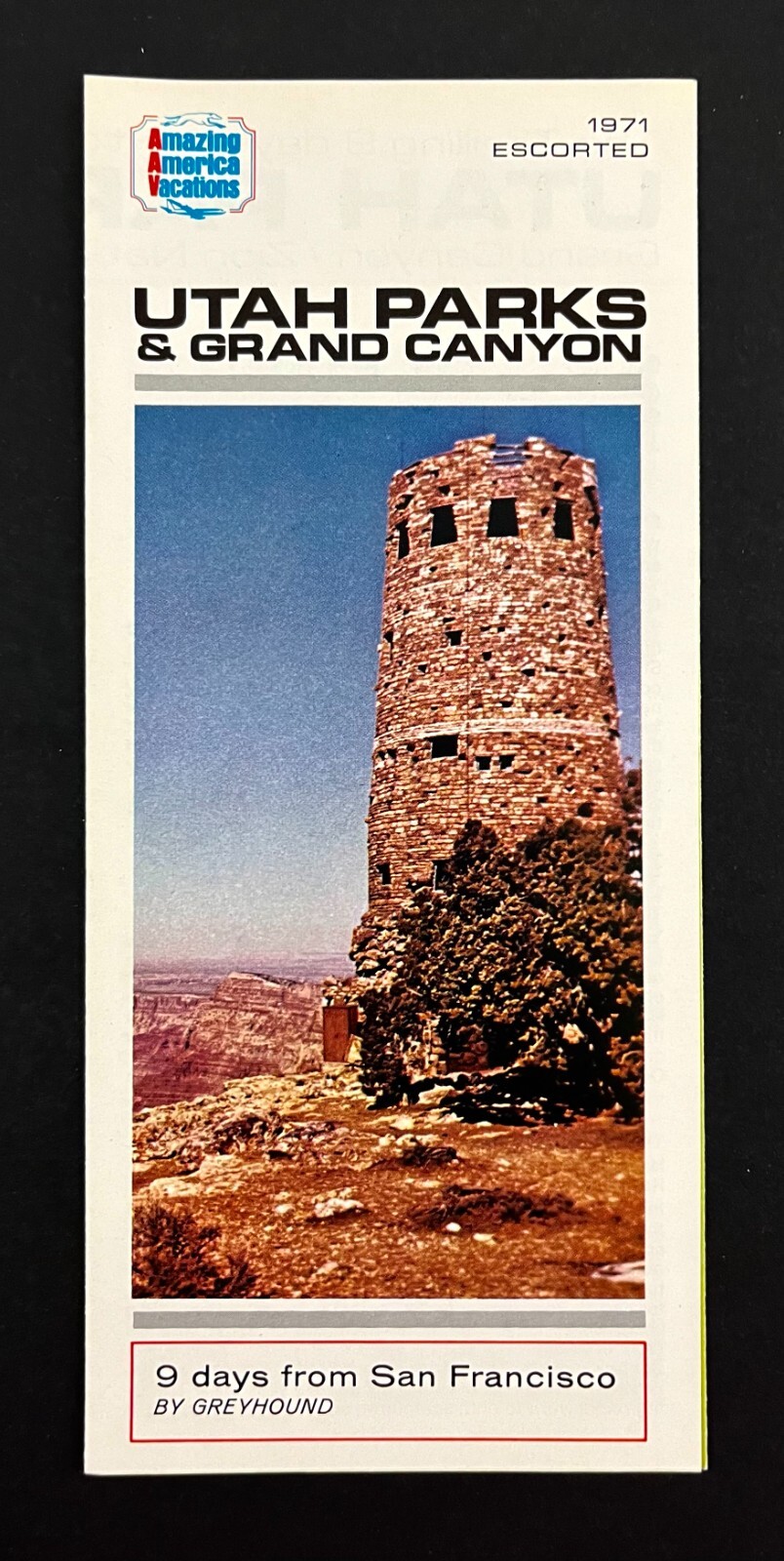 1971 Utah Parks Grand Canyon Escorted Greyhound Tours Vintage Travel Brochure