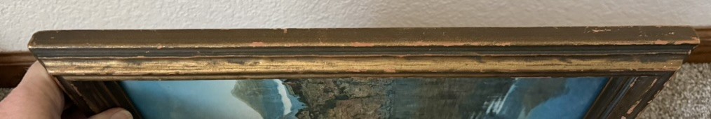 1920’s era Framed Glacier National Park St. Mary’s Lake Boat Exceptional Color!