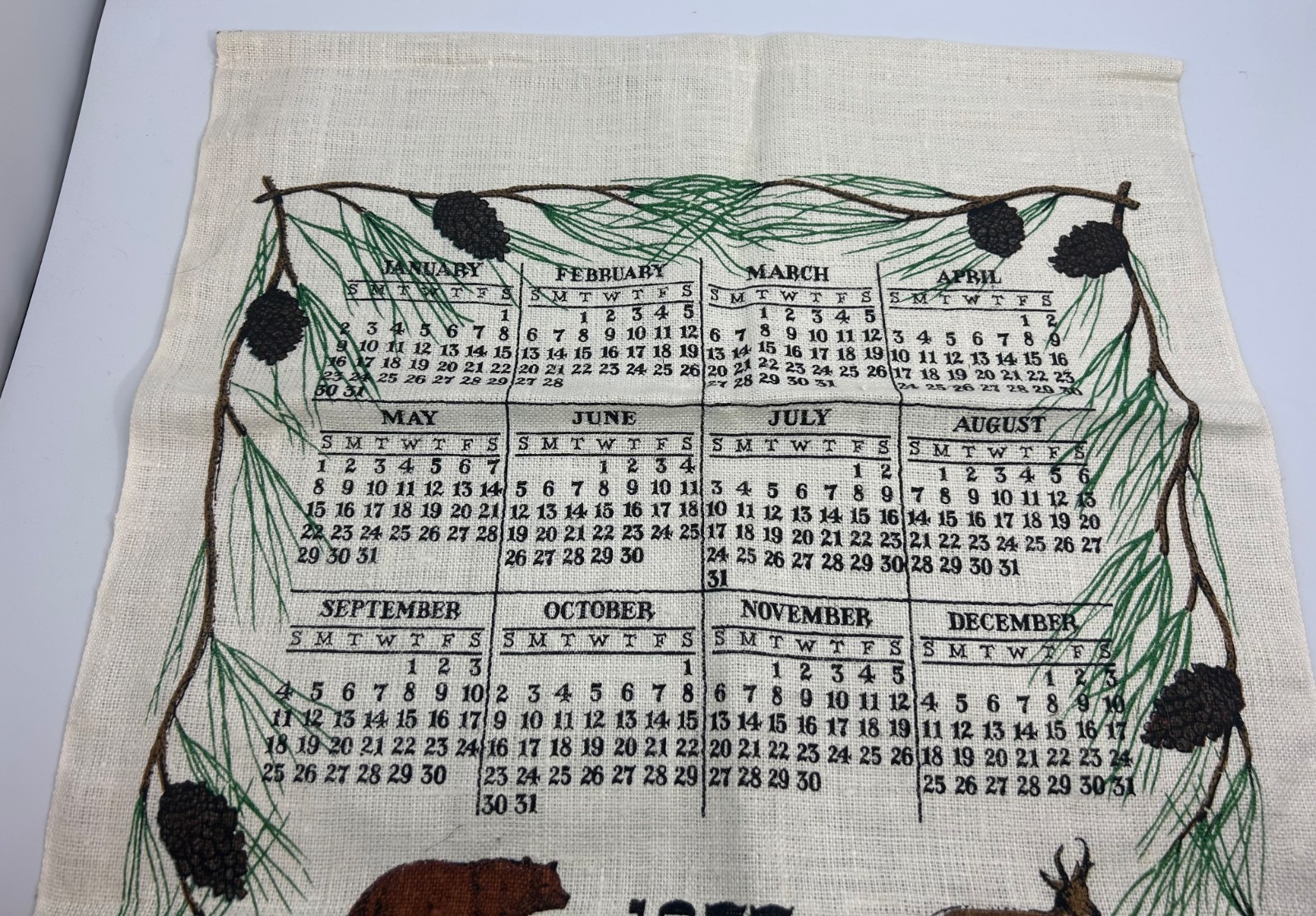 Vintage R.D.B Yellowstone National Park Calendar 1977 Wall Hanging