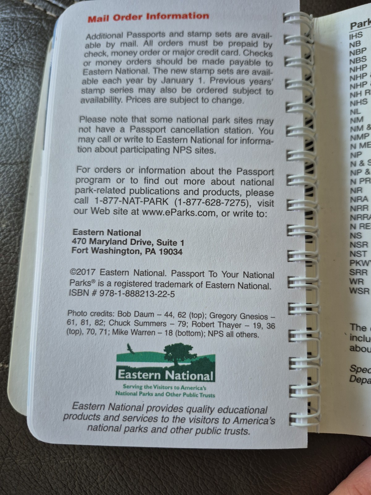 2 Books Passport to Your National Parks- Eastern National- Navy Spiral Bond 2017