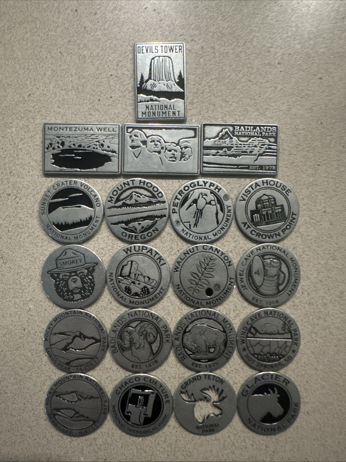 Lot of 20 Different NPS National Park/Monument Collectible Tokens Coins