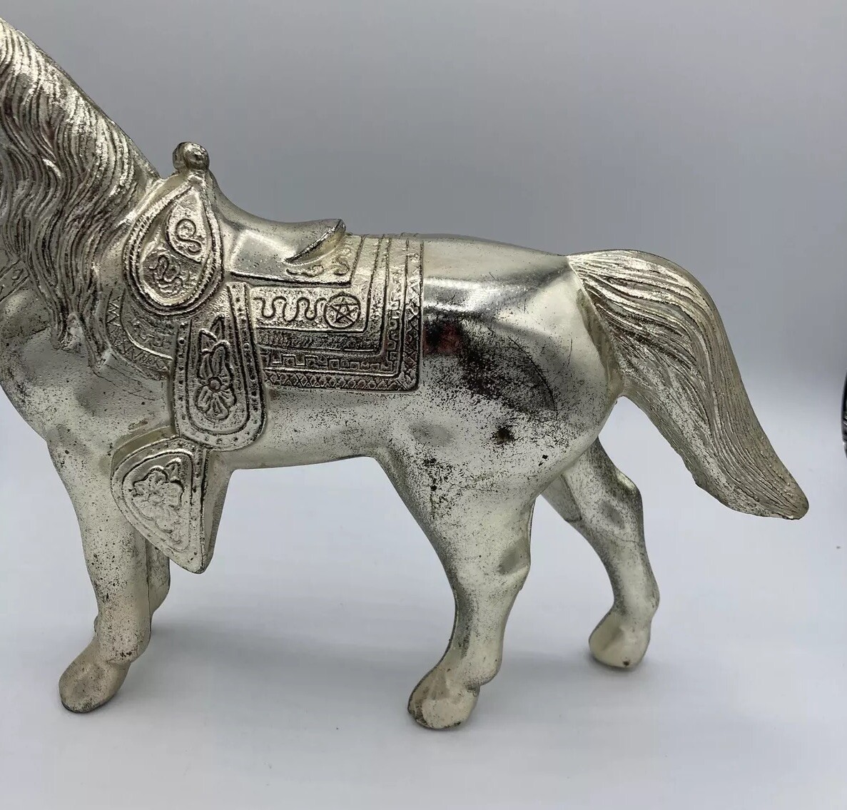 Silver Metal Horse- 11″ Length x 8.25″ Height