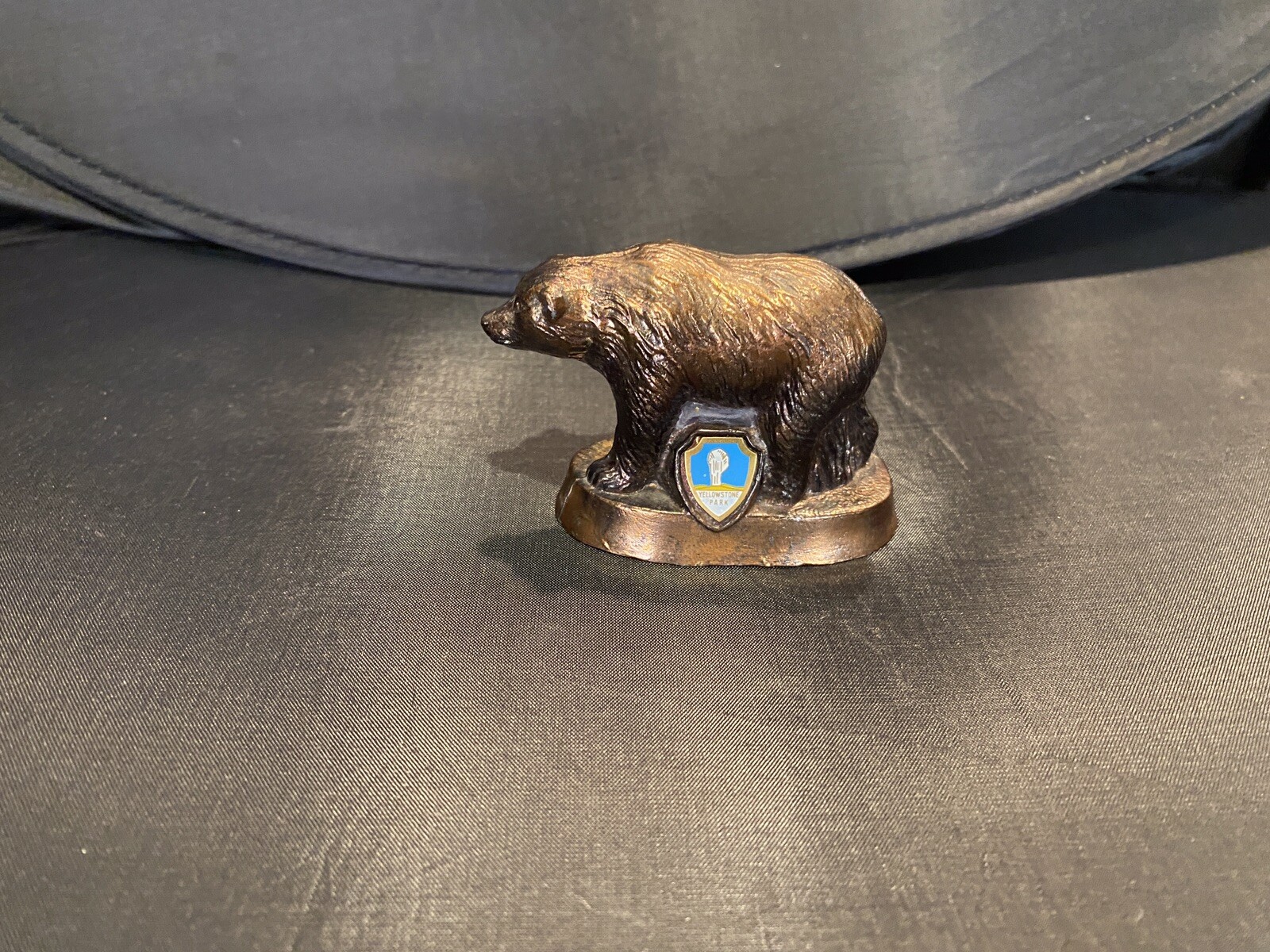 Vintage Yellowstone National Park Grizzly Bear Souvenir Copper Old Faithful Old