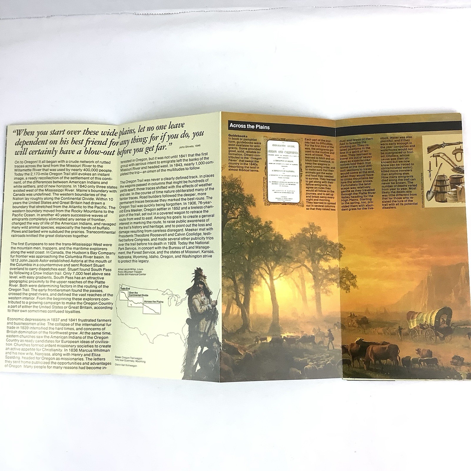 Oregon Trail National Historic Trail Map & Tourist Guide 1985 Covered Wagons