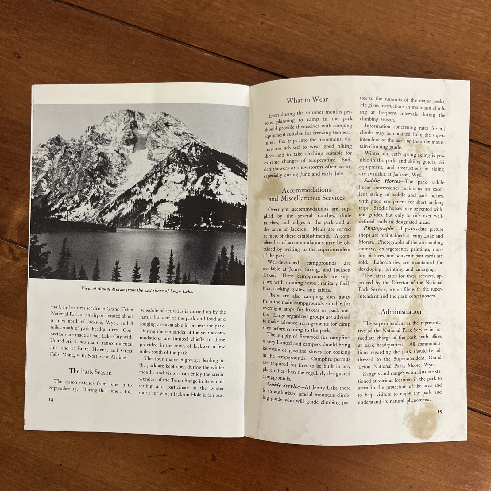 Vintage 1951 Grand Teton National Park Brochure Pamphlet Map Guide Info booklet